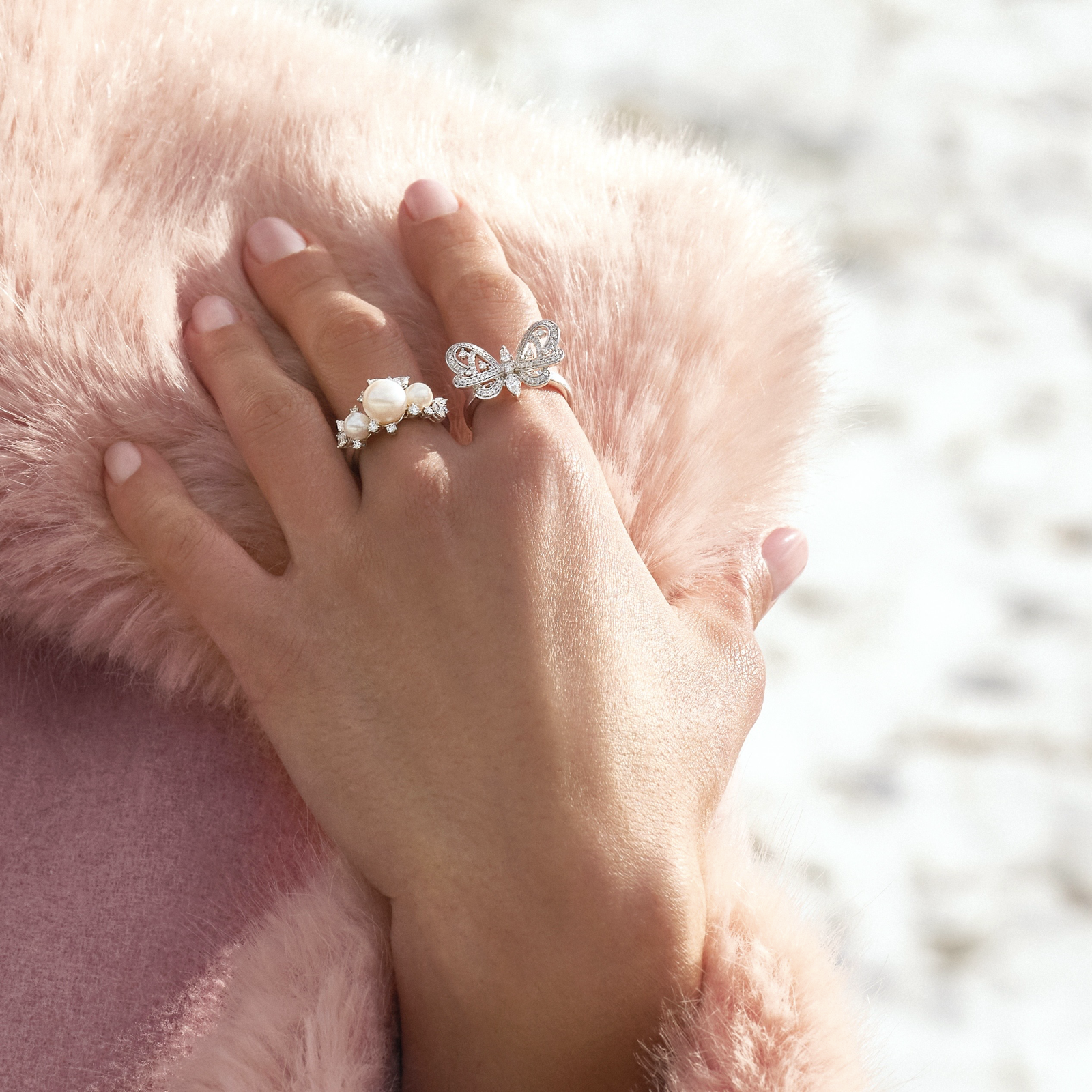 Diamond Pearl Gardenia Ring