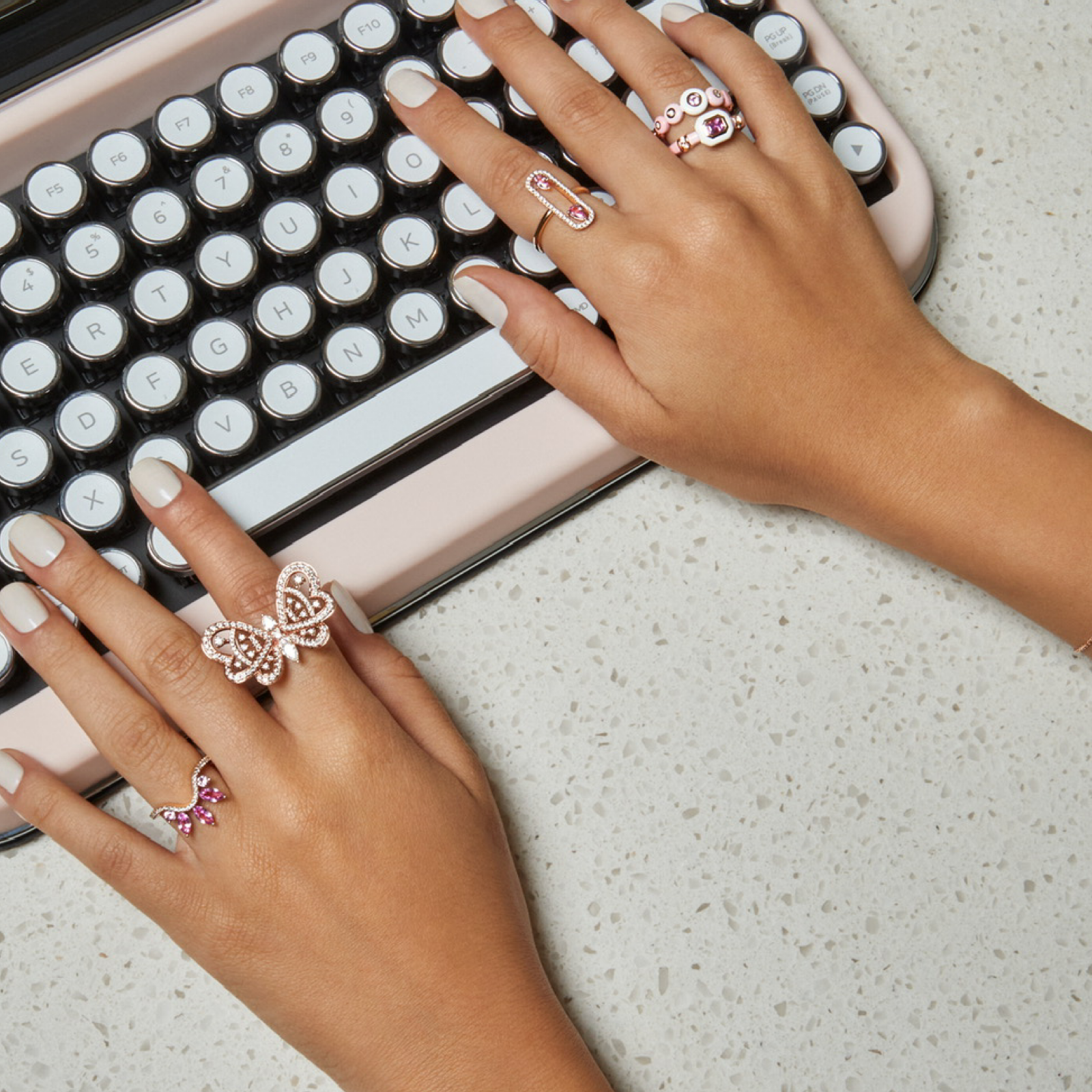 Pink Half Flower Ring