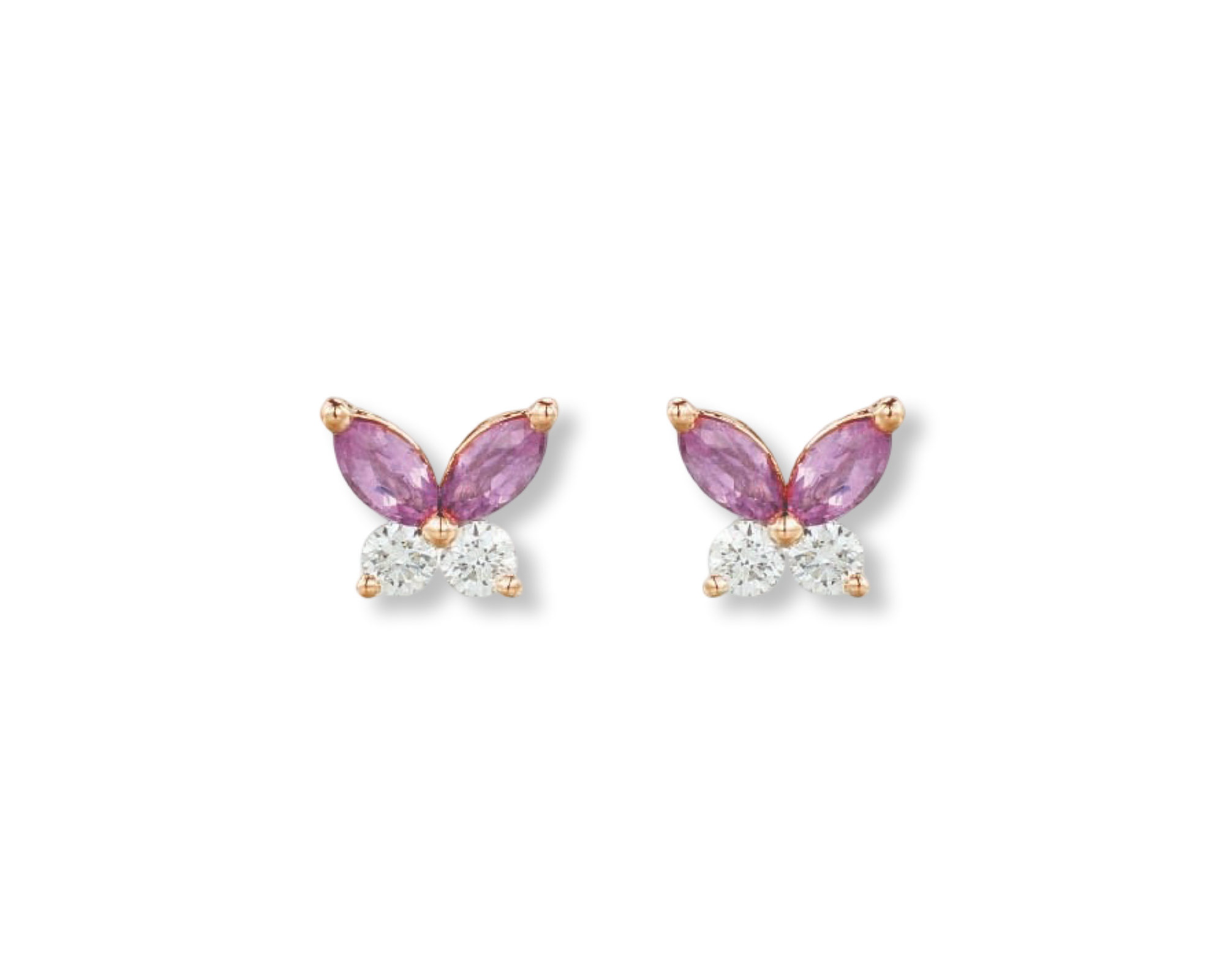 Mini Pink Diamond Butterfly Studs
