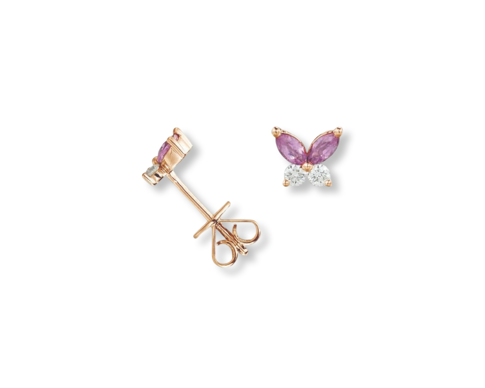 Mini Pink Diamond Butterfly Studs