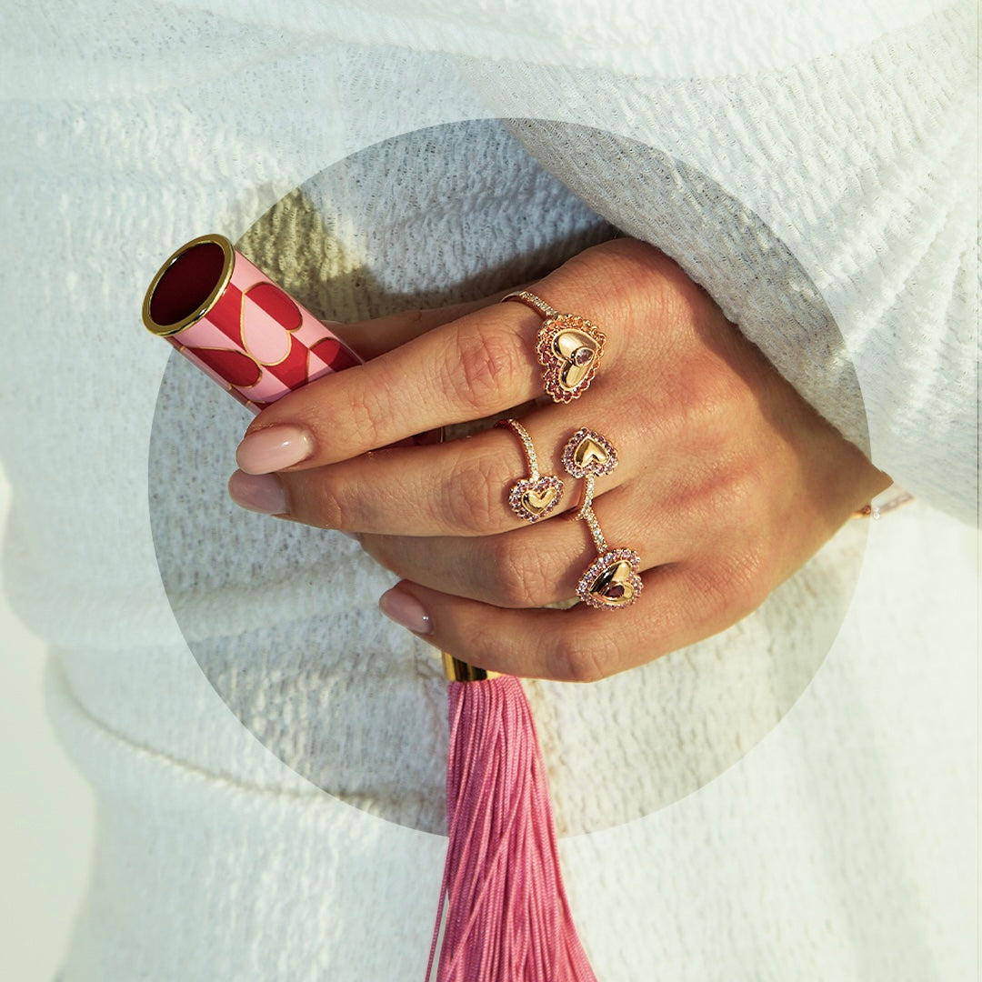 Amethyst Pink Sapphire Vintage Heart Button Ring