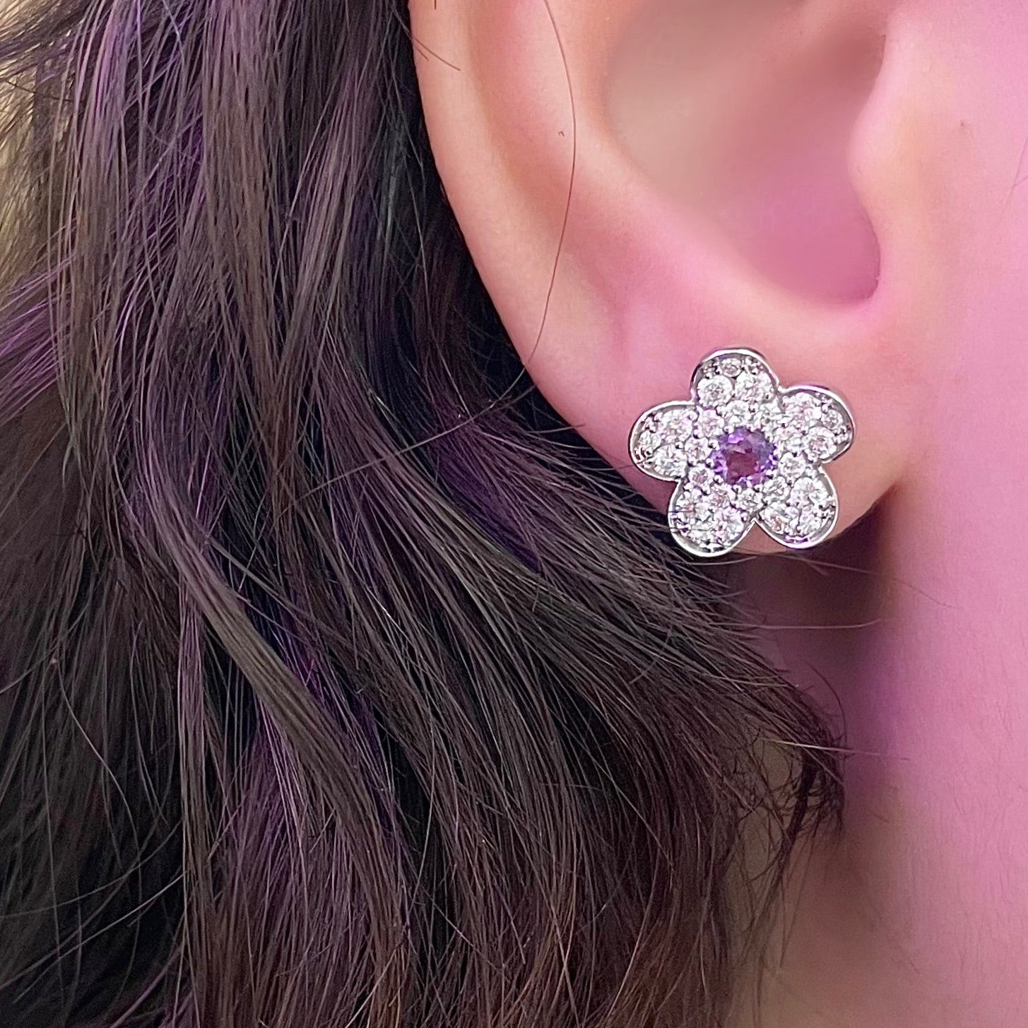 Lilac Pretty Flower Earrings