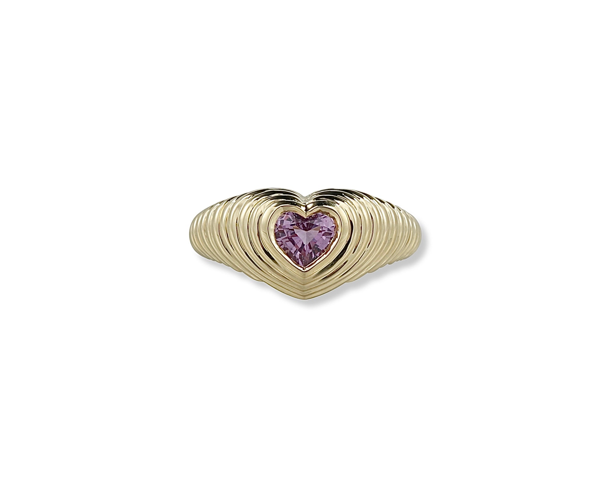 Pink Textured Heart Pinky Ring