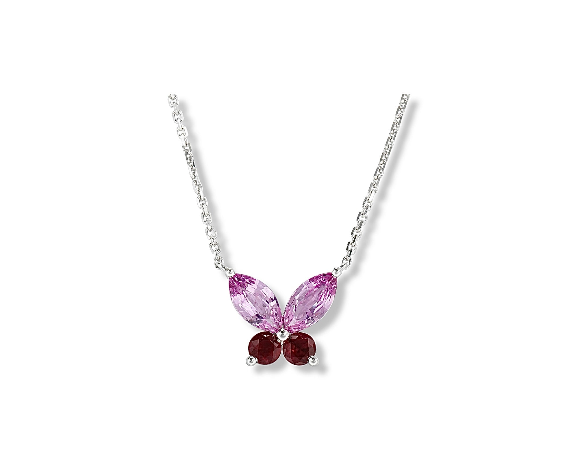 Butterfly Ruby Pink Sapphire Necklace