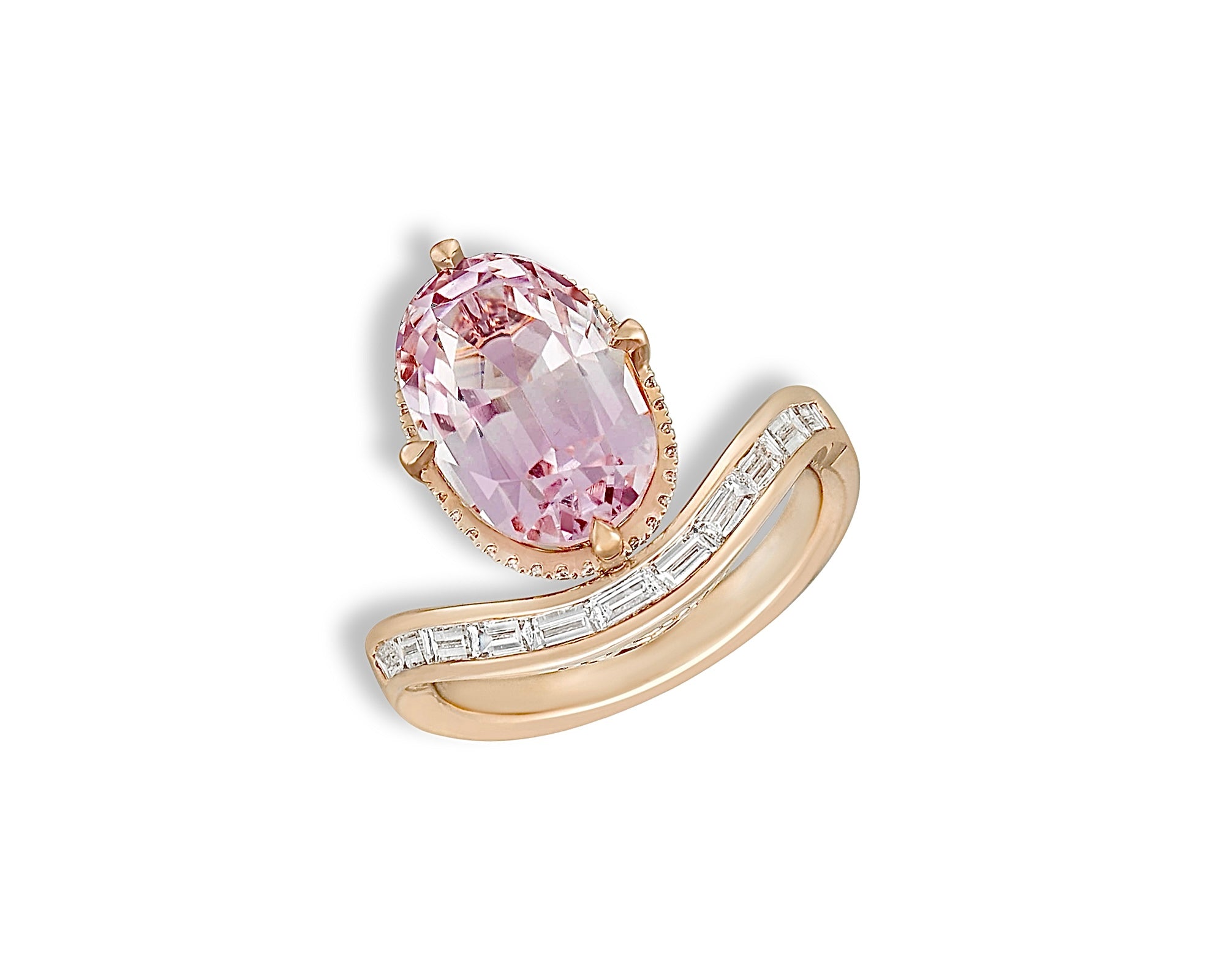 Pink Empress Diamond Baguette Ring