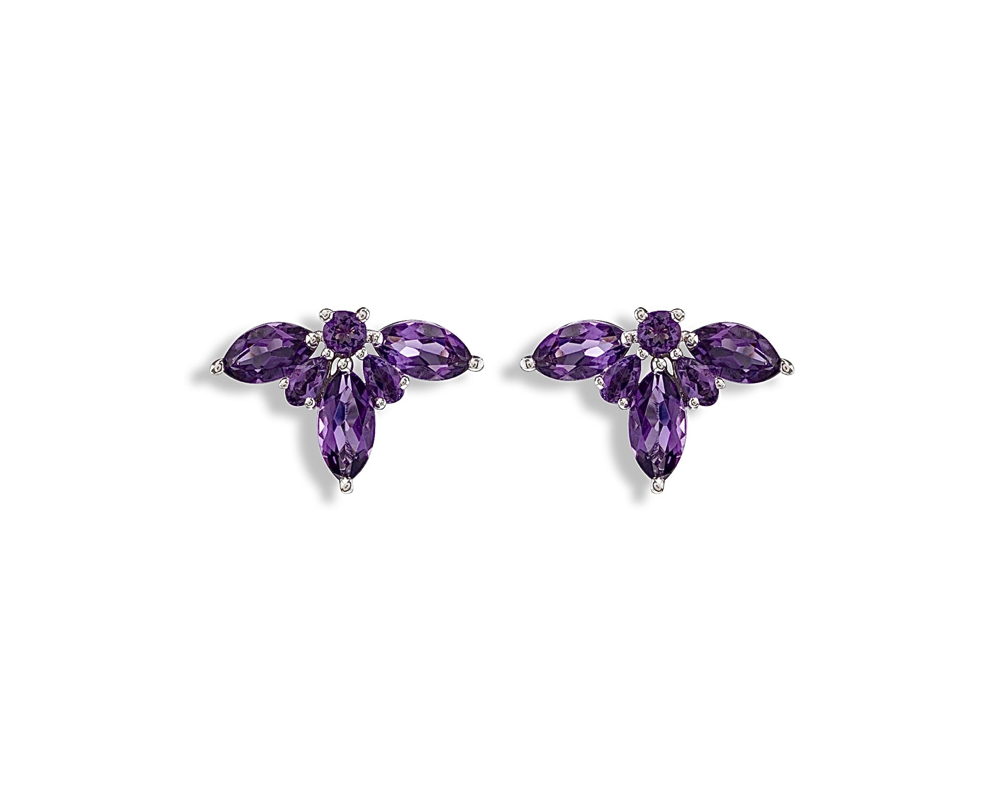 Amethyst Half Flower Stud