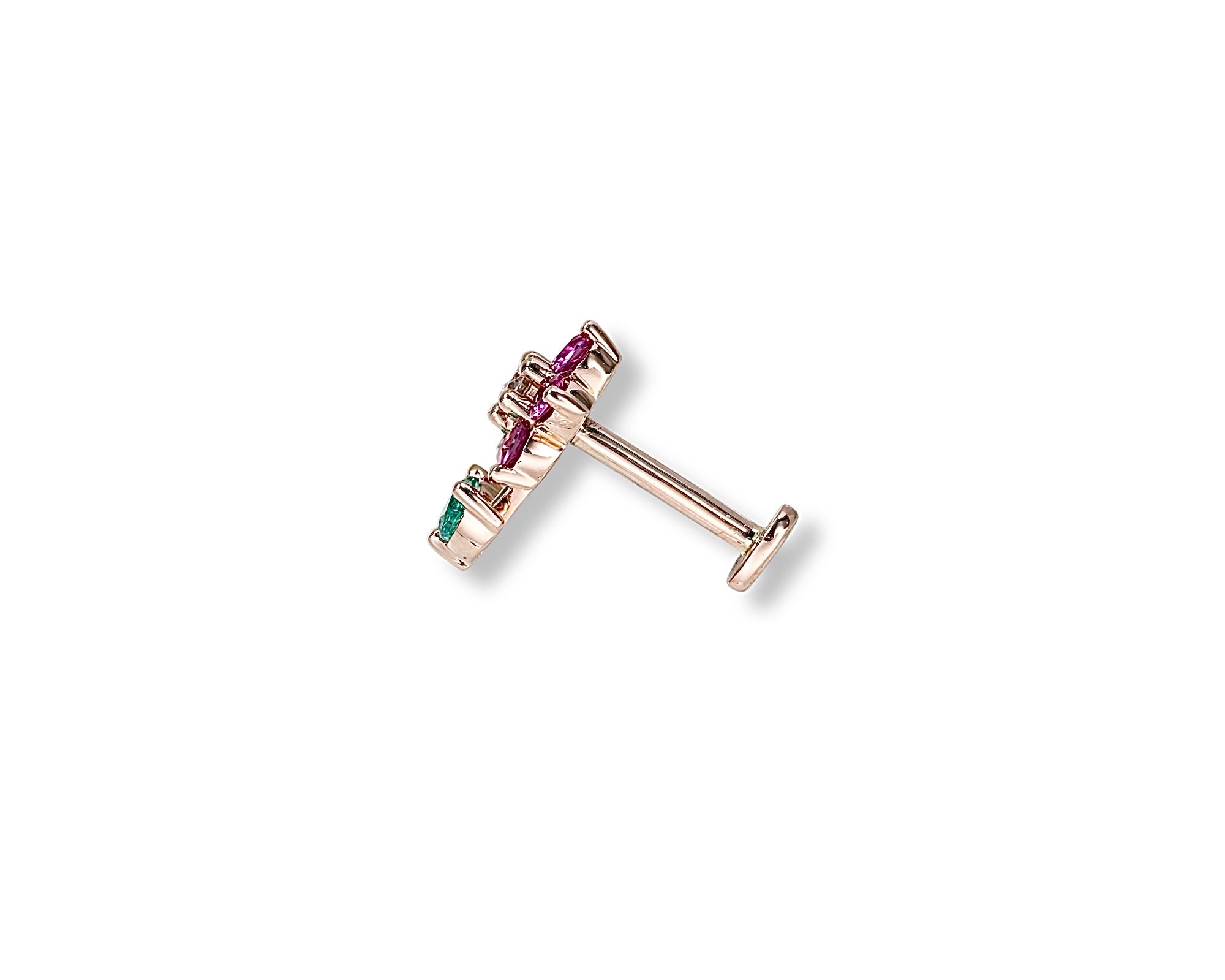 Pink Flower Stem Single Stud