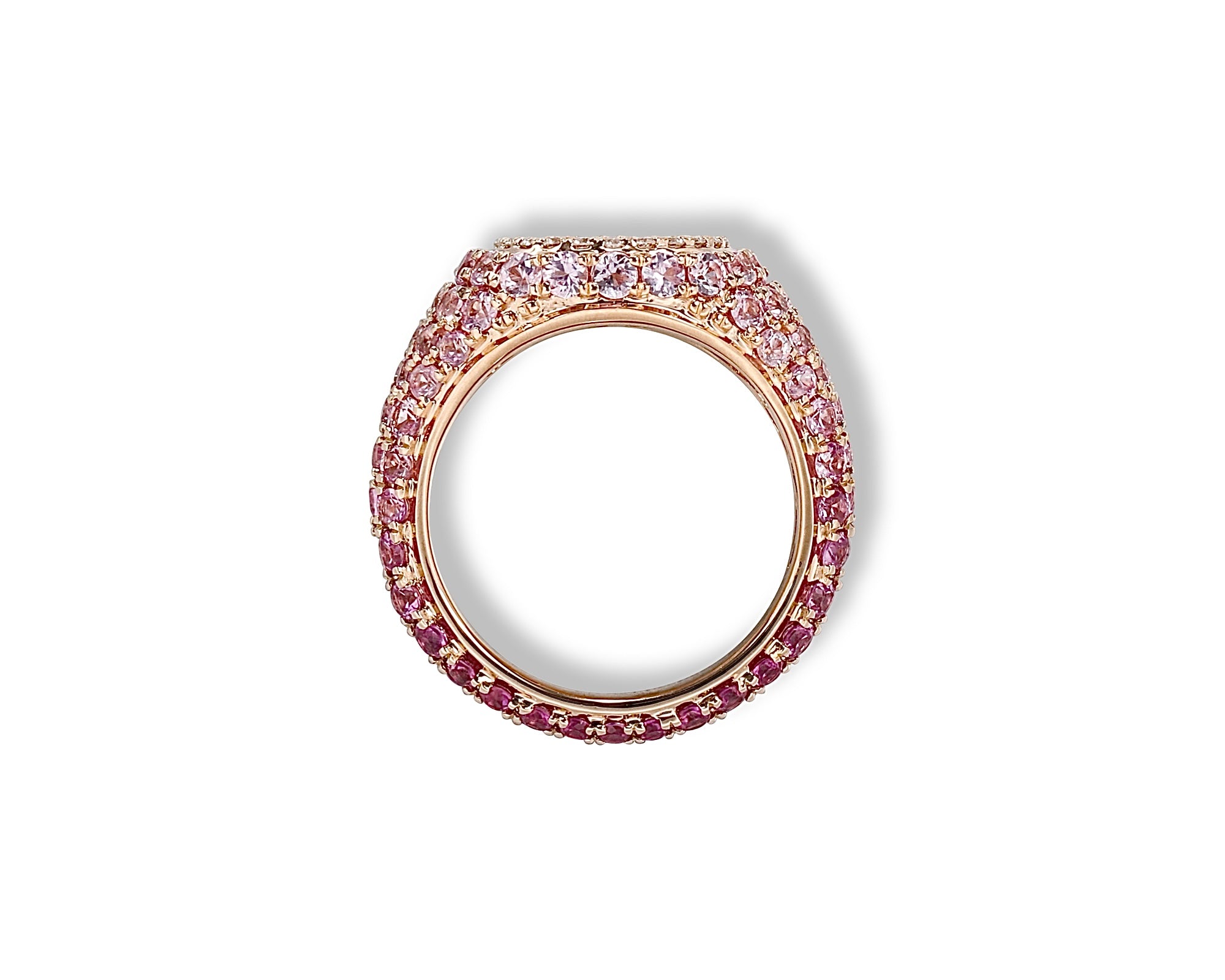 Pink Sapphire Diamond Pinky Ring