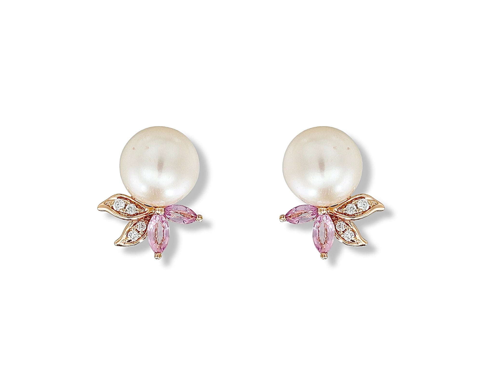 Pretty Pink Pearl Gardenia Stud