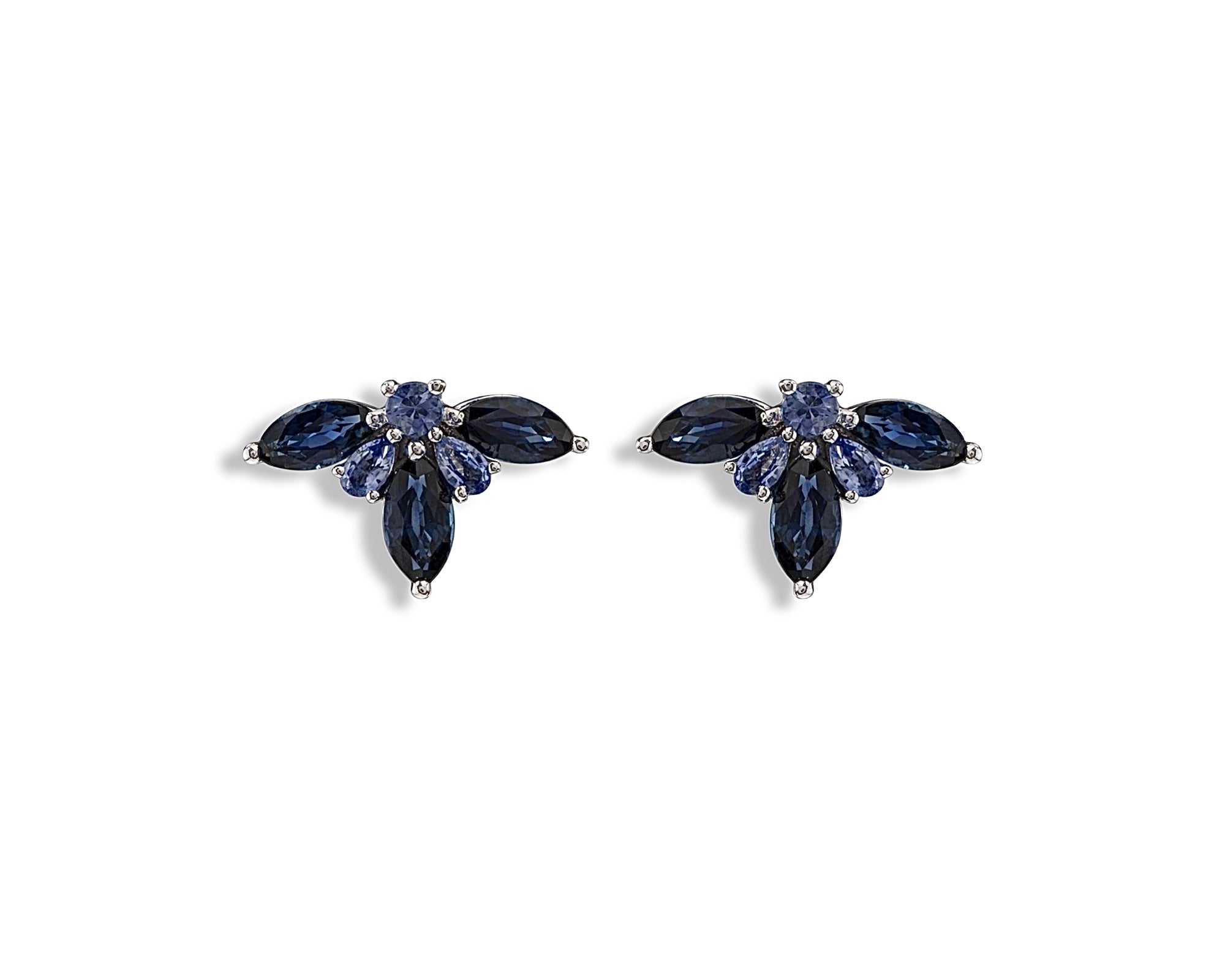 Blue Sapphire Half Flower Stud