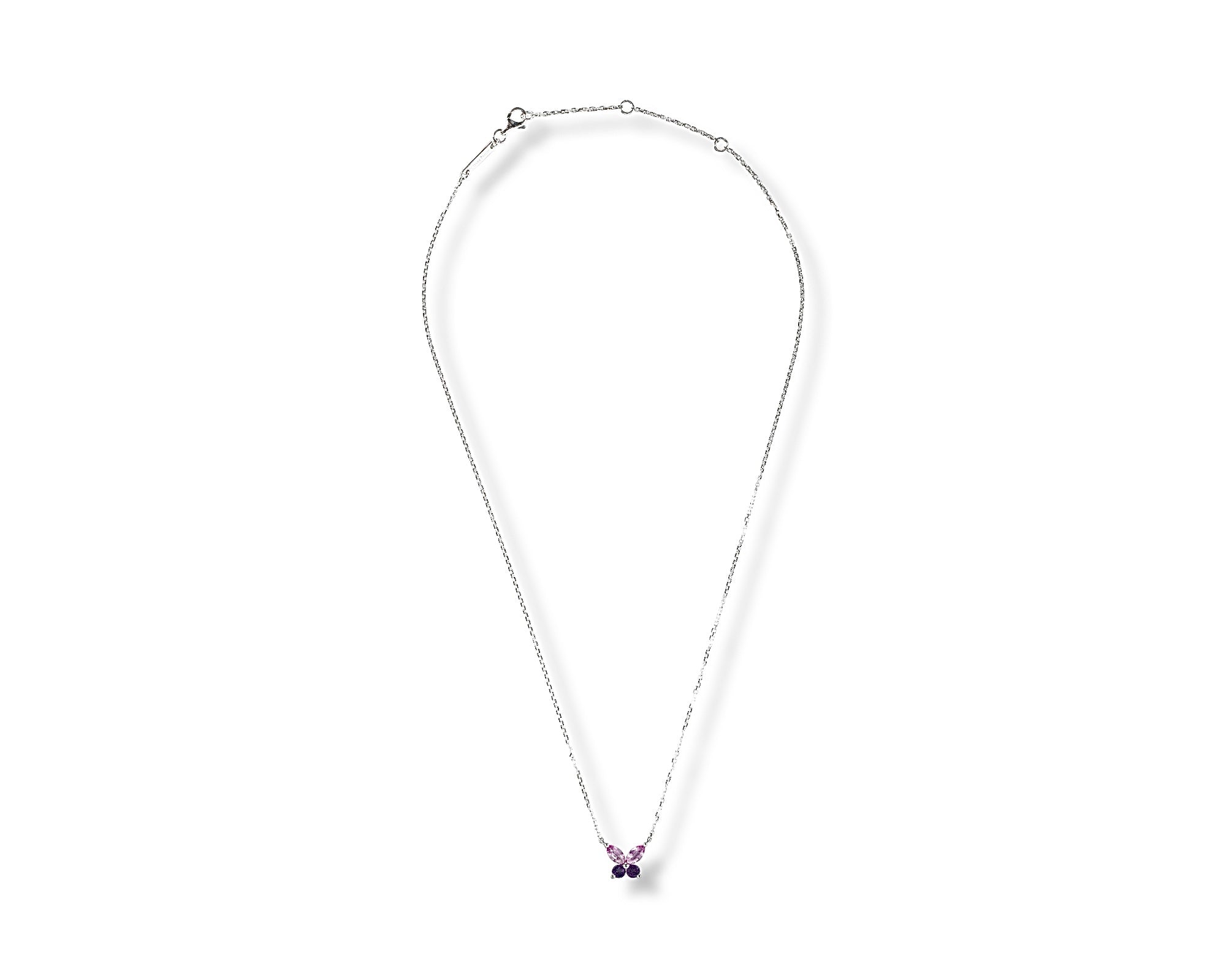 Mini Butterfly Pink Sapphire Amethyst Necklace
