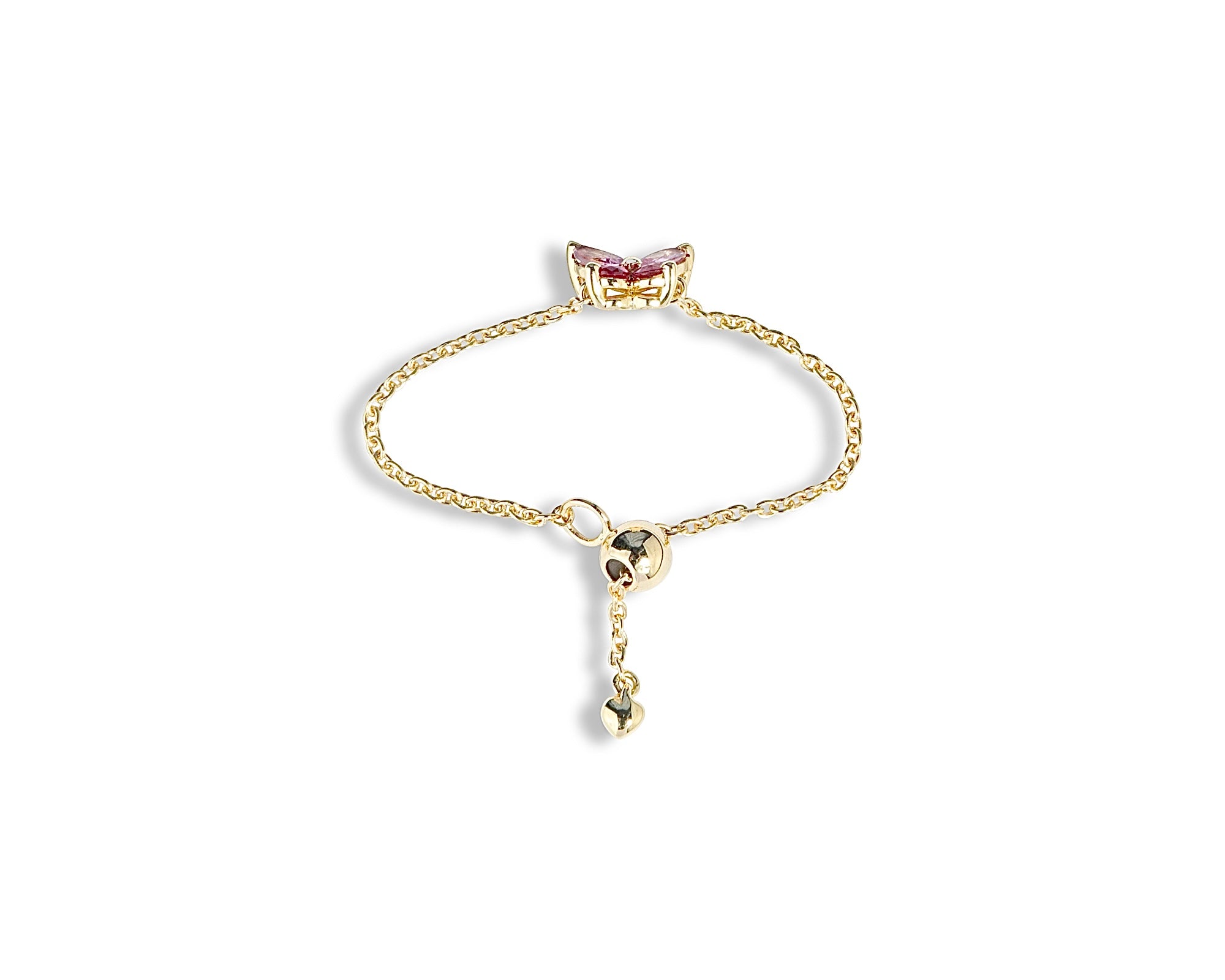 Pink Sapphire Ruby Butterfly Chain Ring