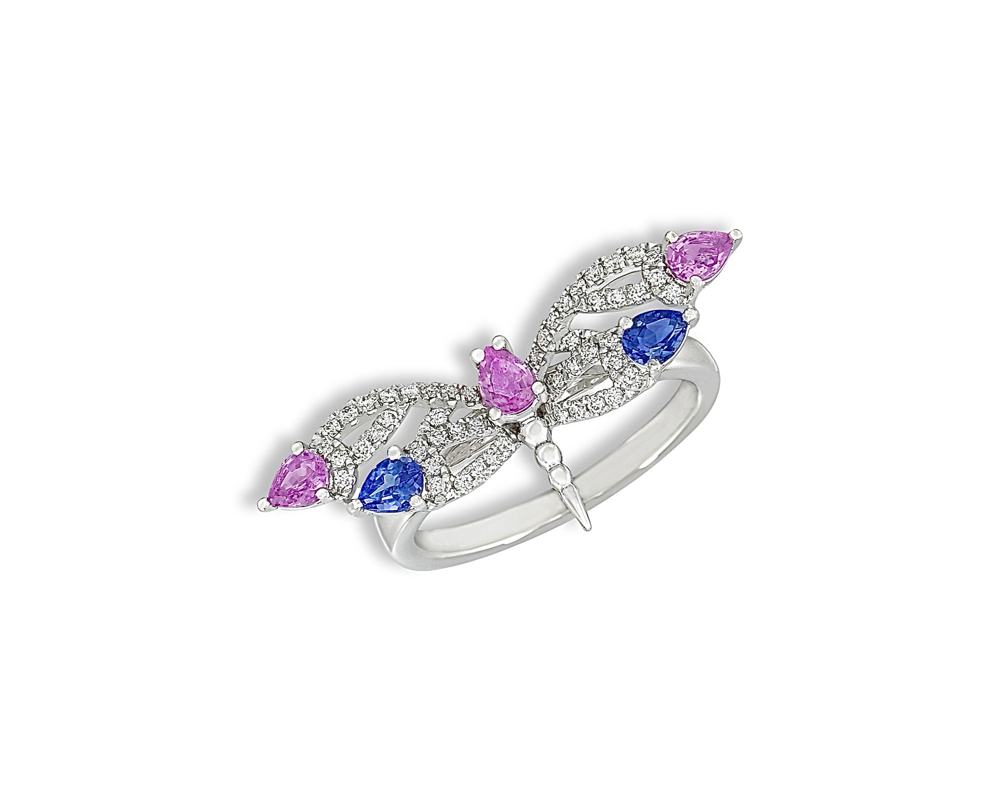 Pink Sapphire and Tanzanite Dragonfly Ring