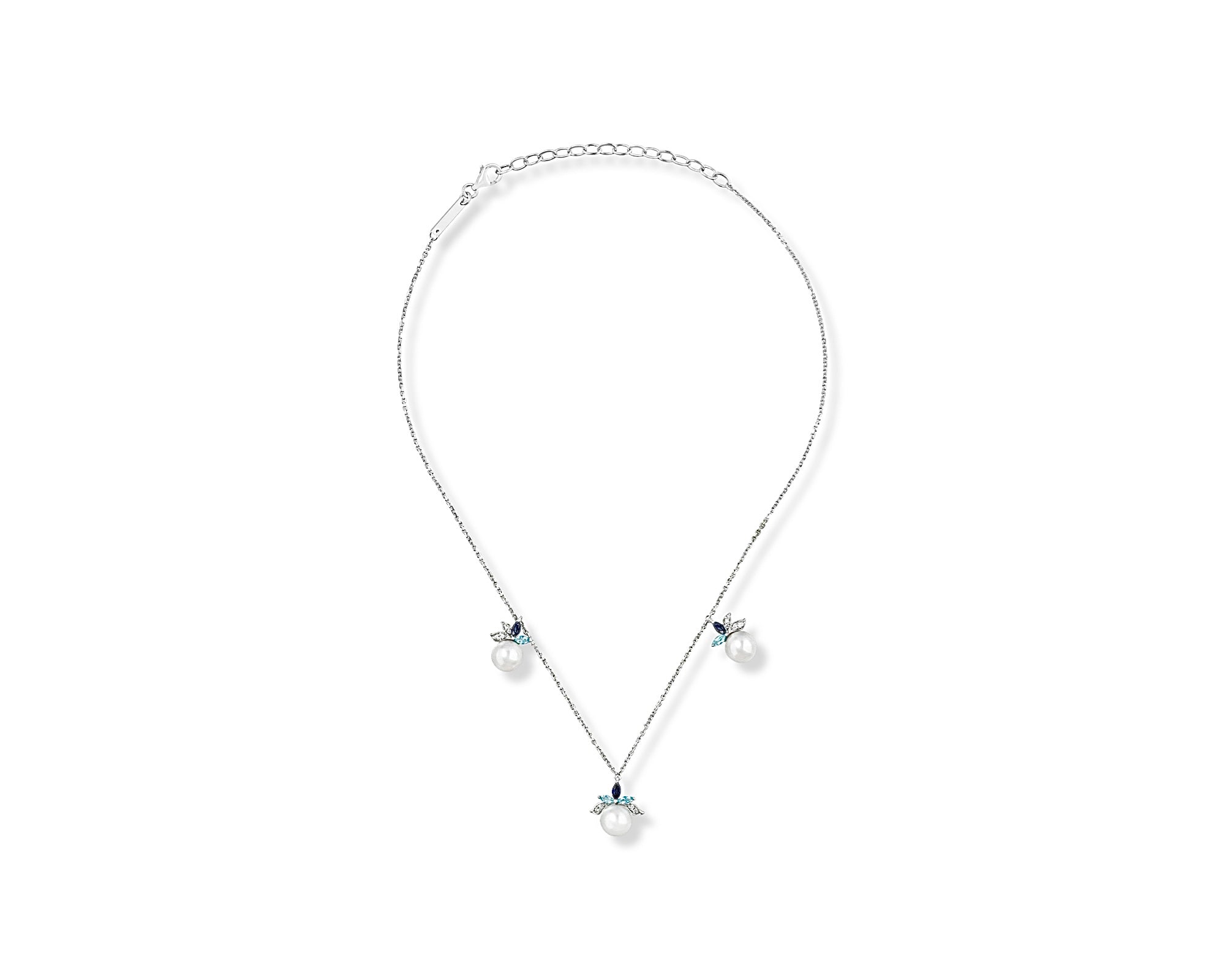 Pretty Aqua Pearl Gardenia Choker