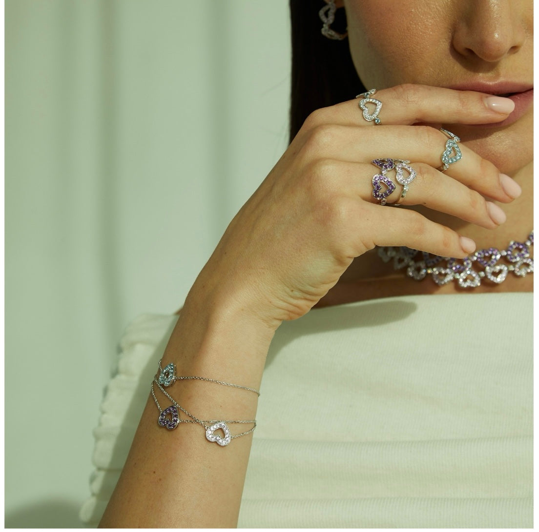 Purple Heart Outline Bracelet