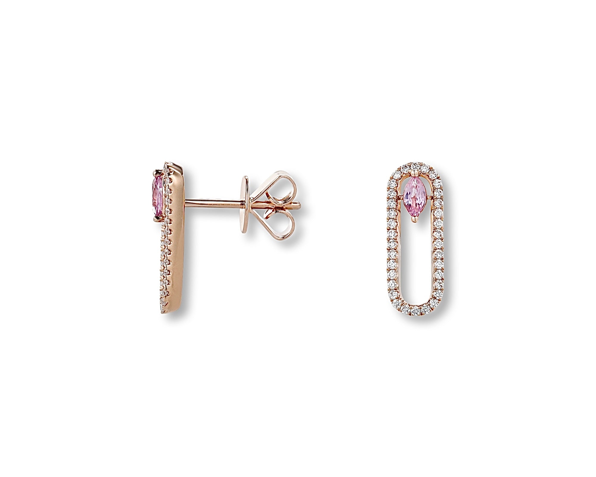 Mini Pink Oval Earring