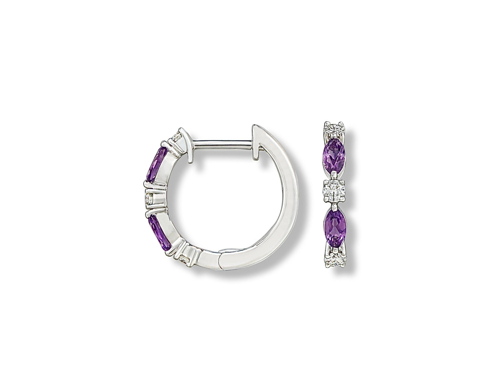 Diamond Amethyst Deco Hoops