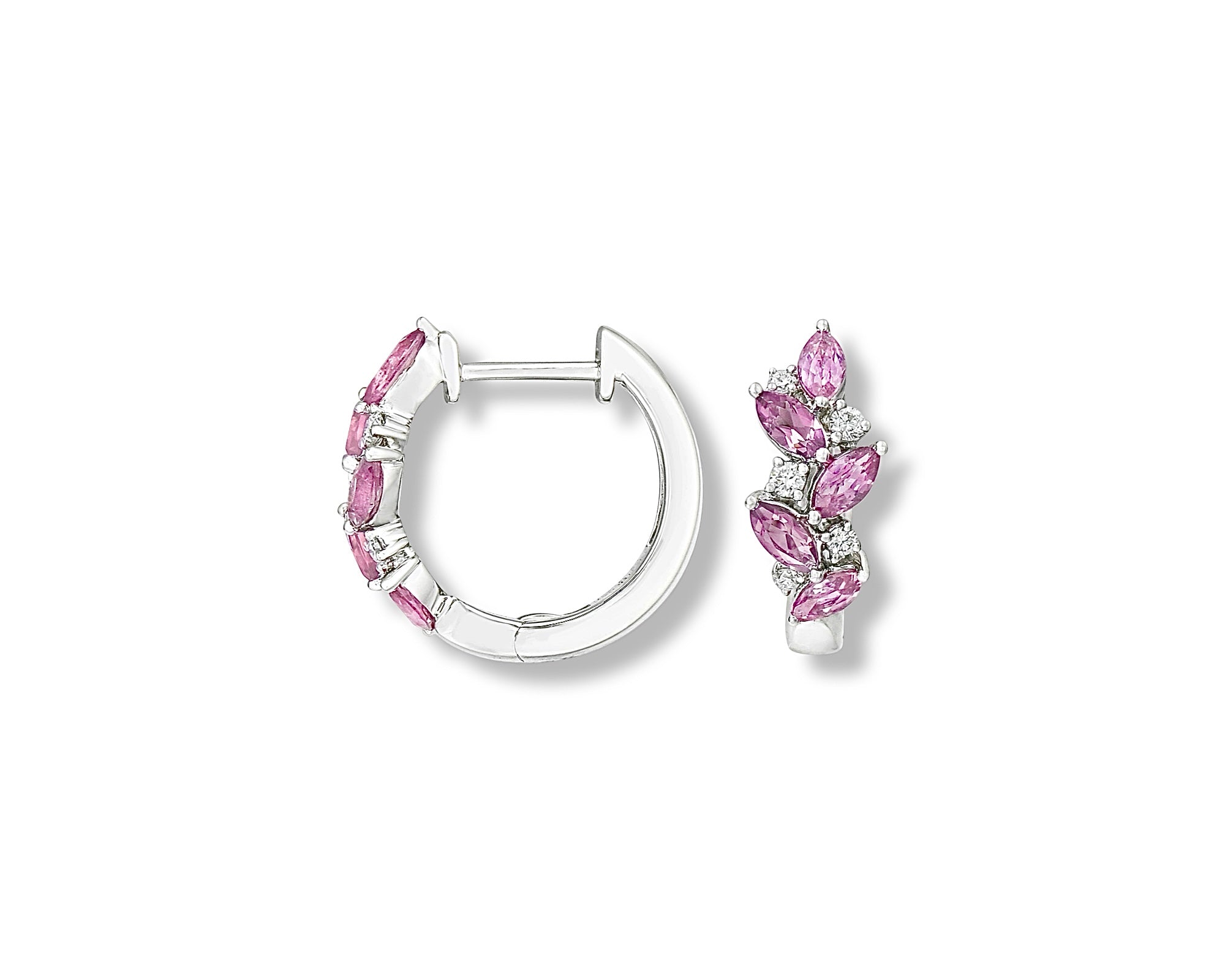 Pink Marquise Diamond Hoops