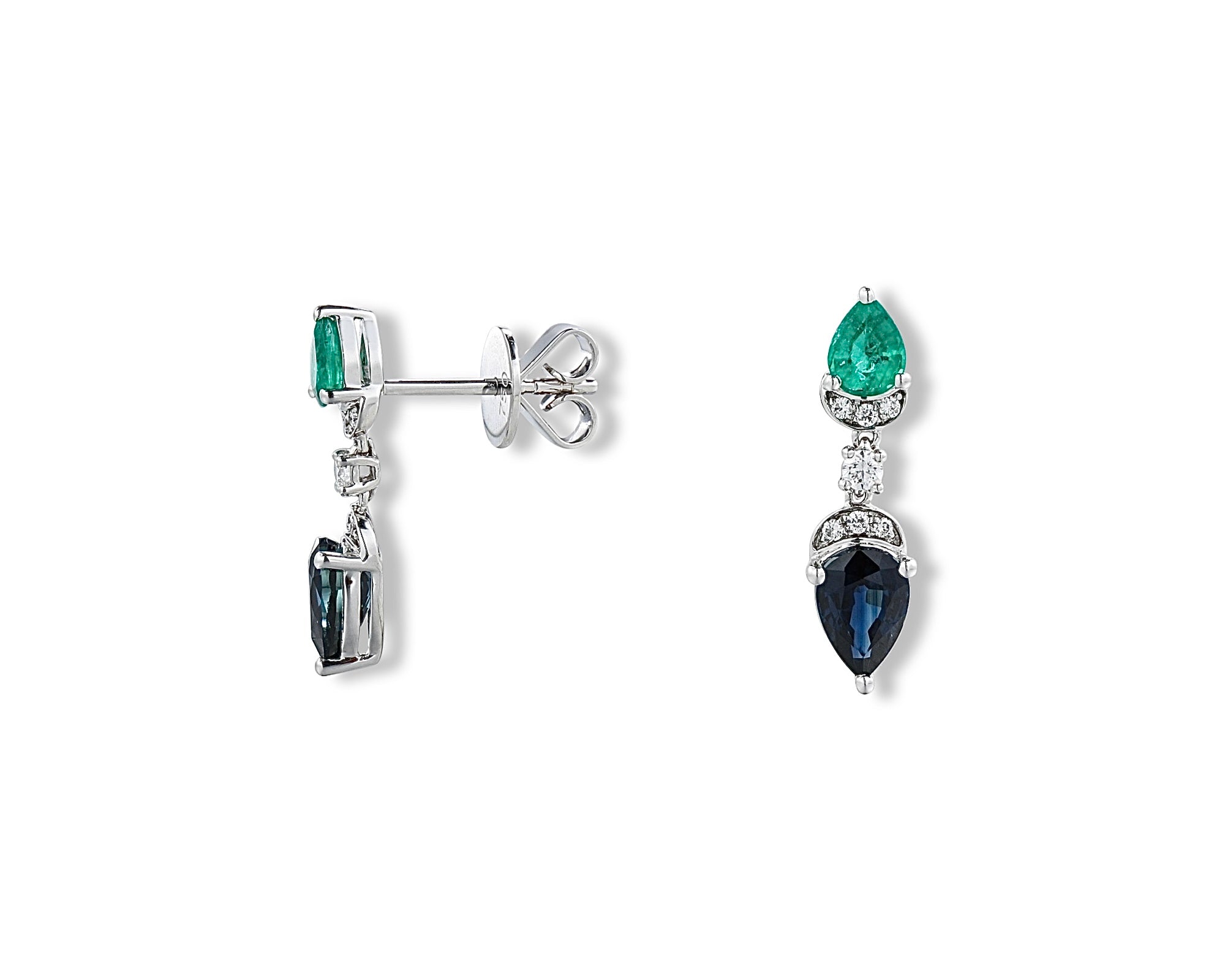 Dancing Butterflies (Blue Sapphire & Emerald) Earring