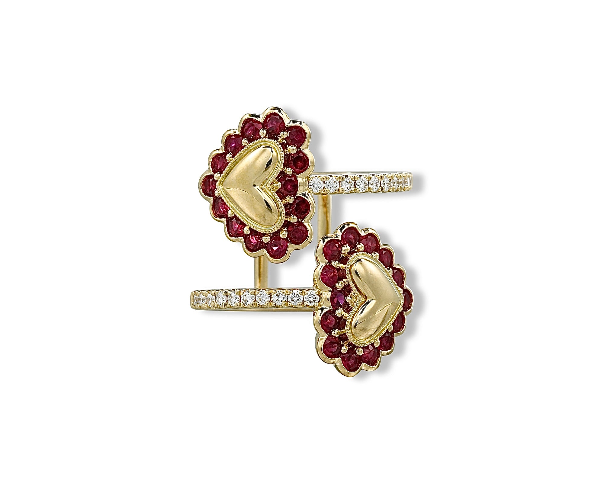 Ruby Double Button Heart Ring
