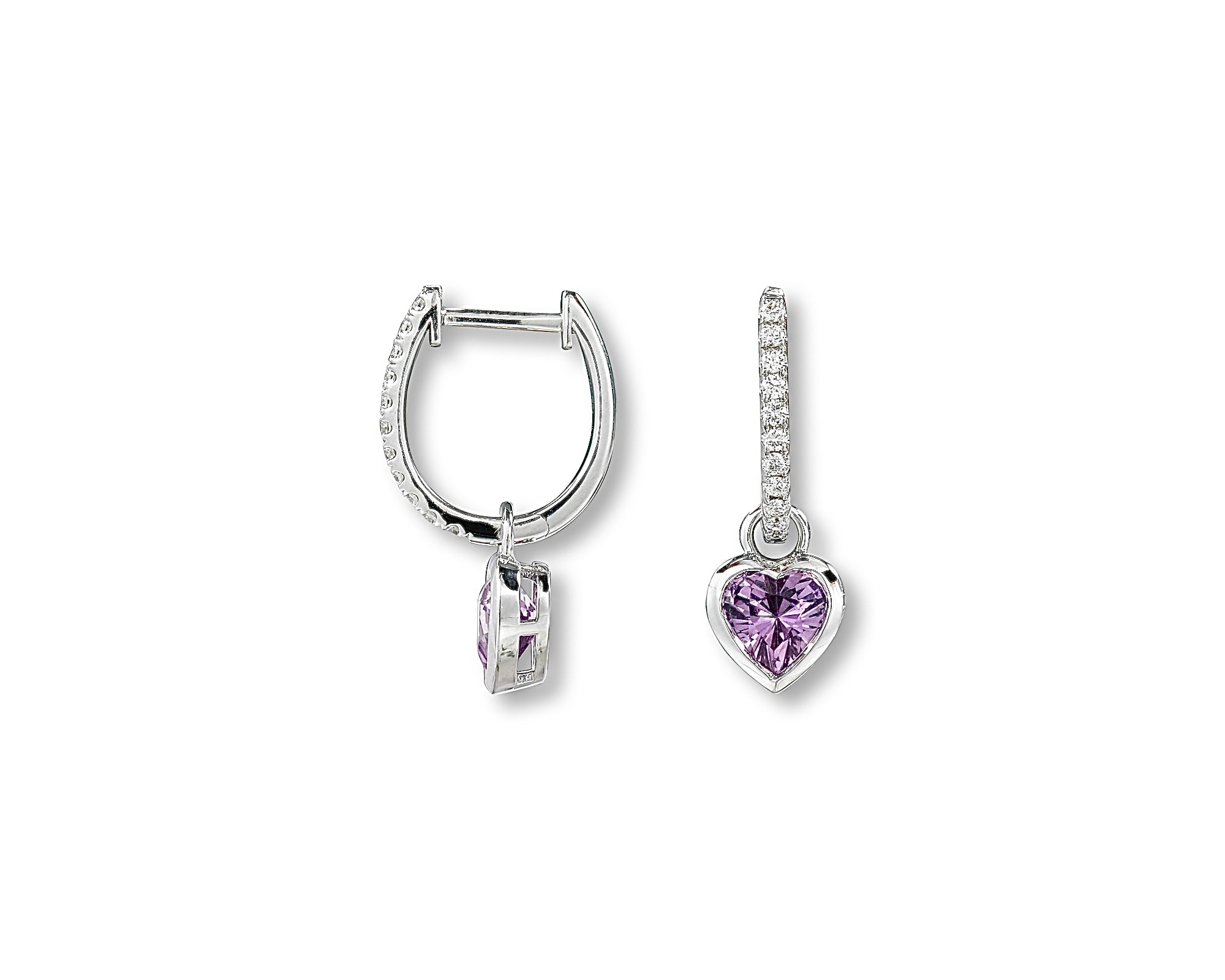 Purple Heart Diamond Hoops