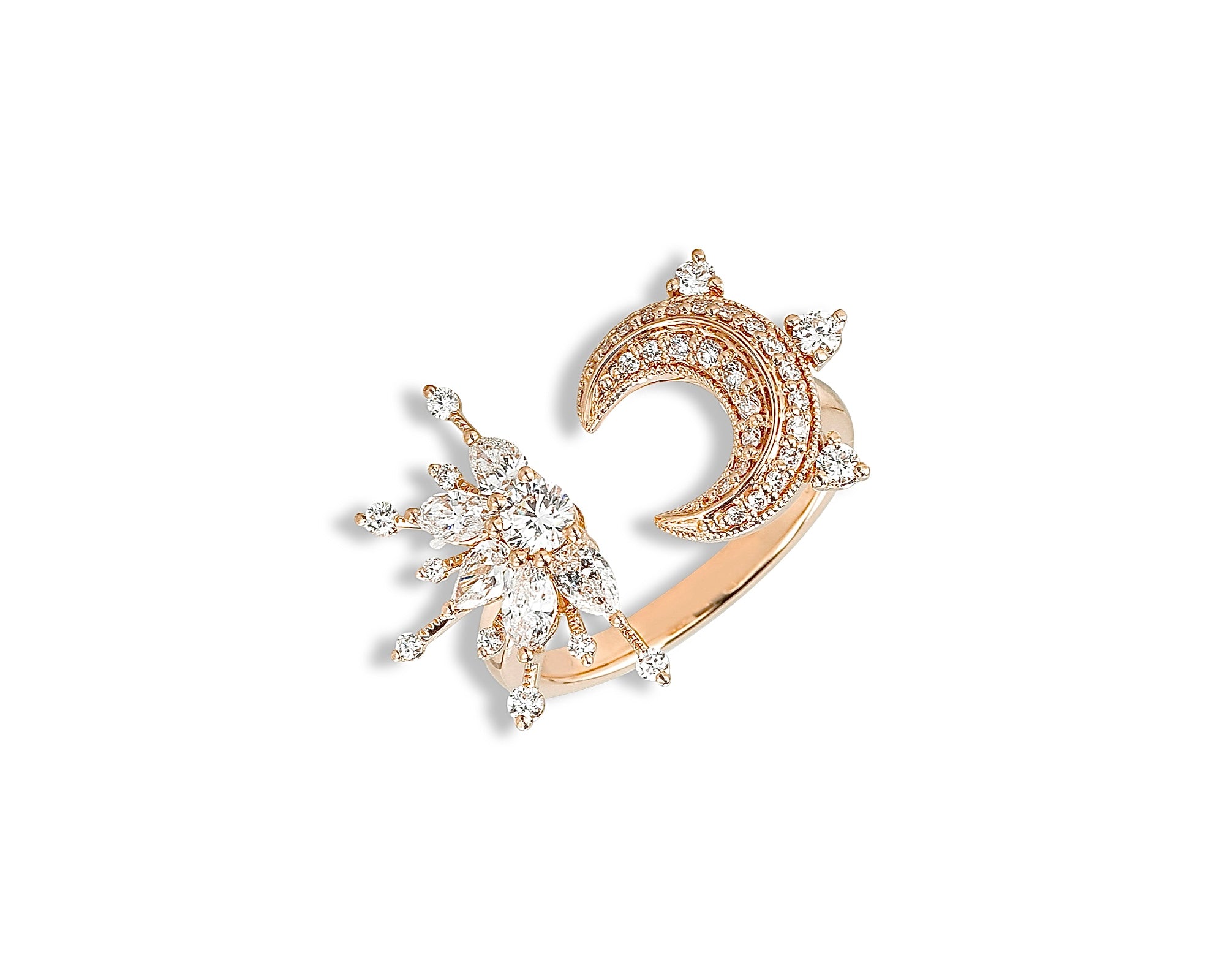 Diamond star and Moon Ring
