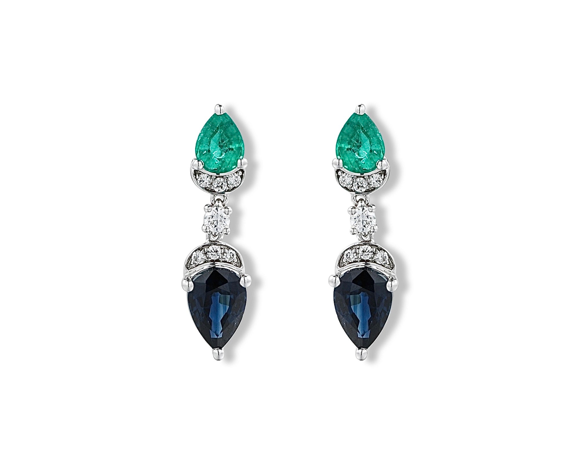 Dancing Butterflies (Blue Sapphire & Emerald) Earring