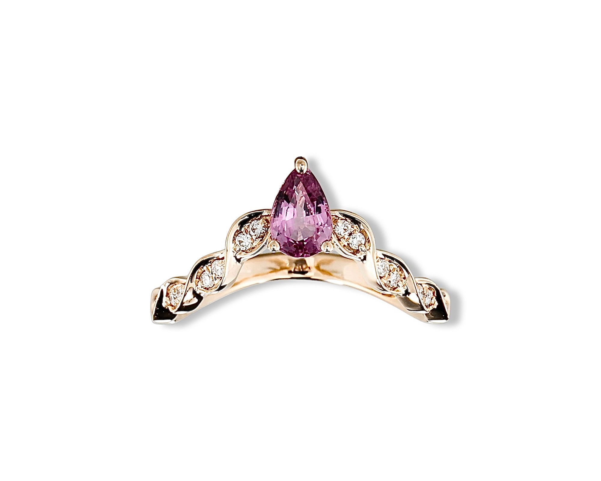 Pink Pear Wavy Ring