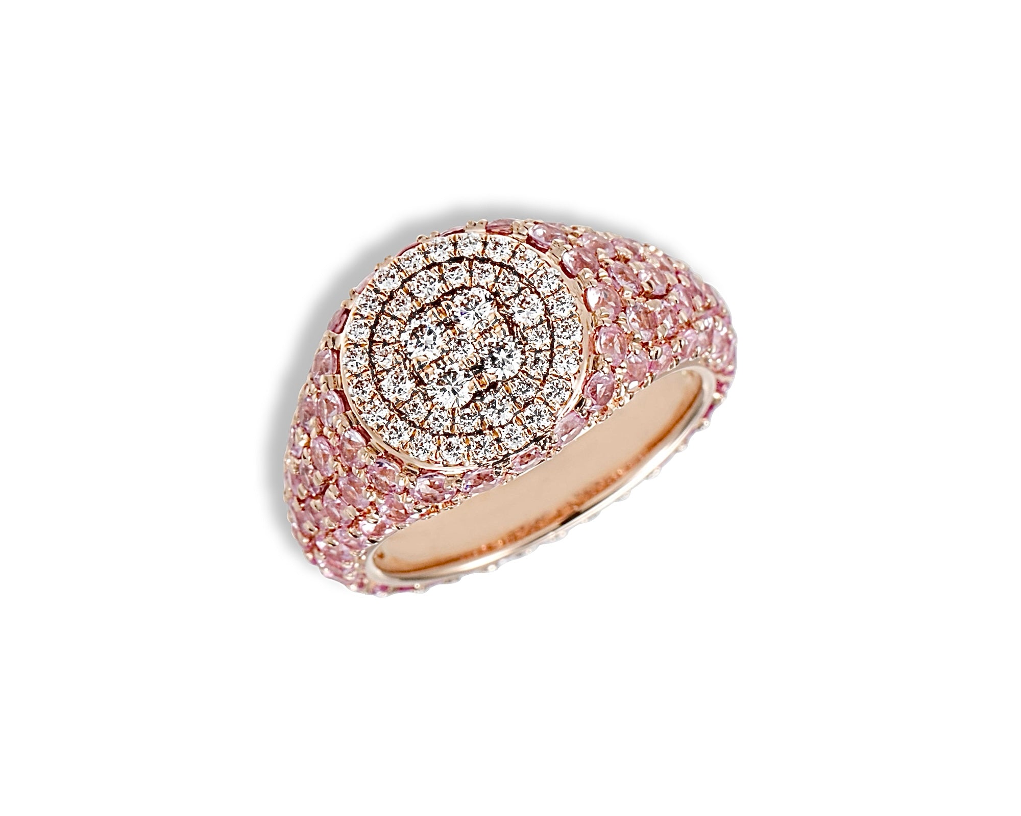 Pink Sapphire Diamond Pinky Ring