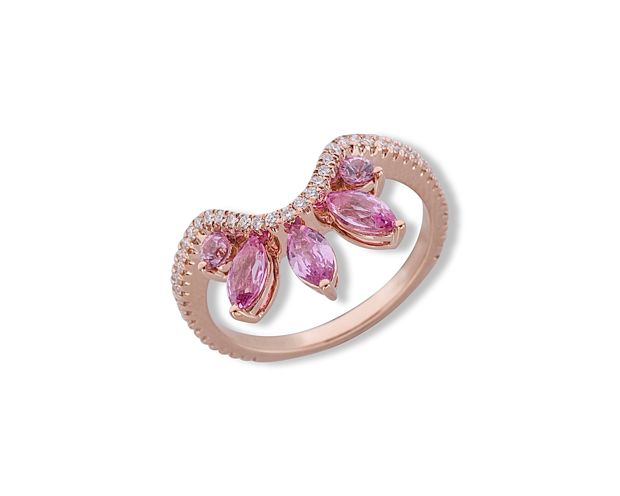 Pink Half Flower Ring
