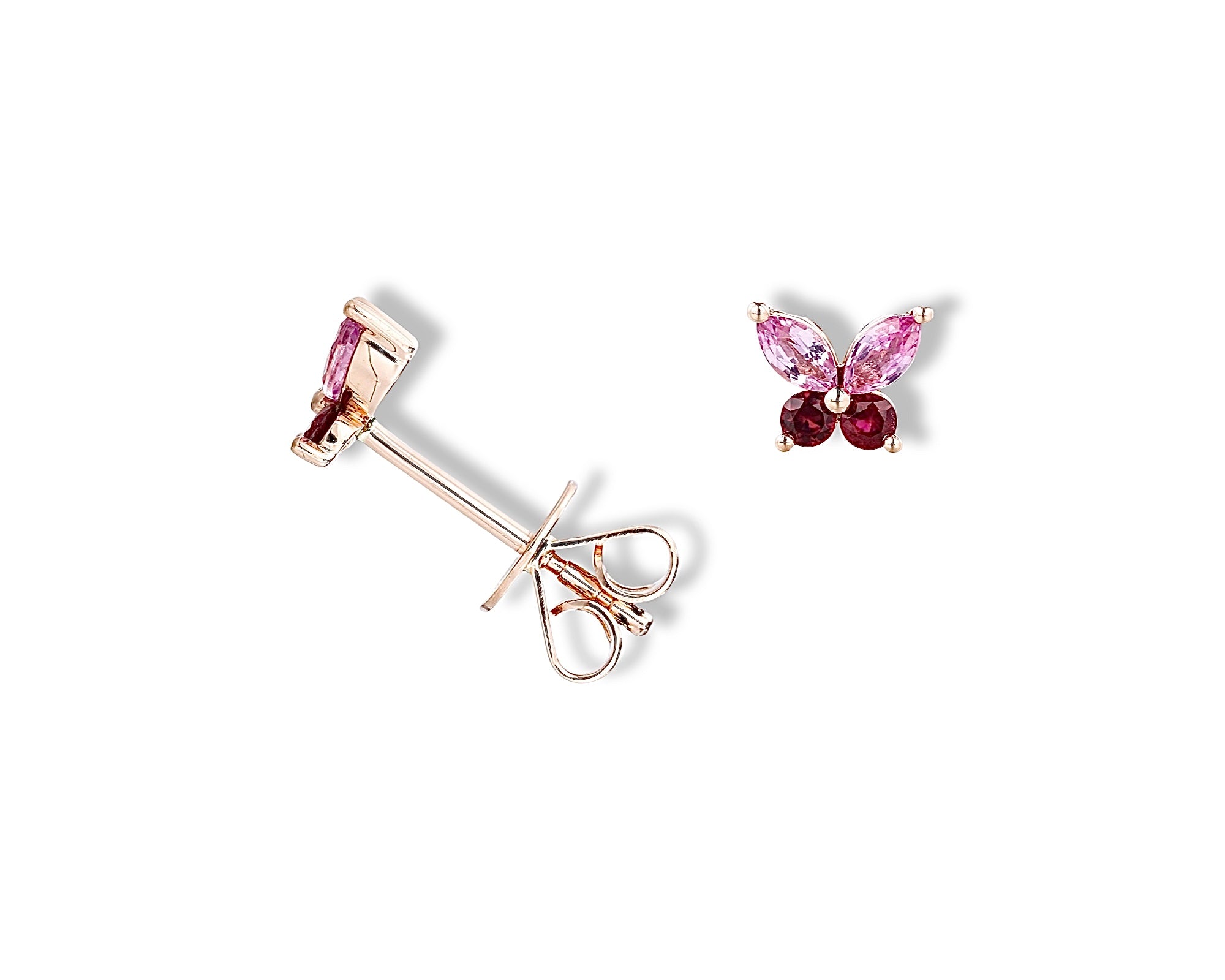 Pink Ruby Mini Butterfly Stud