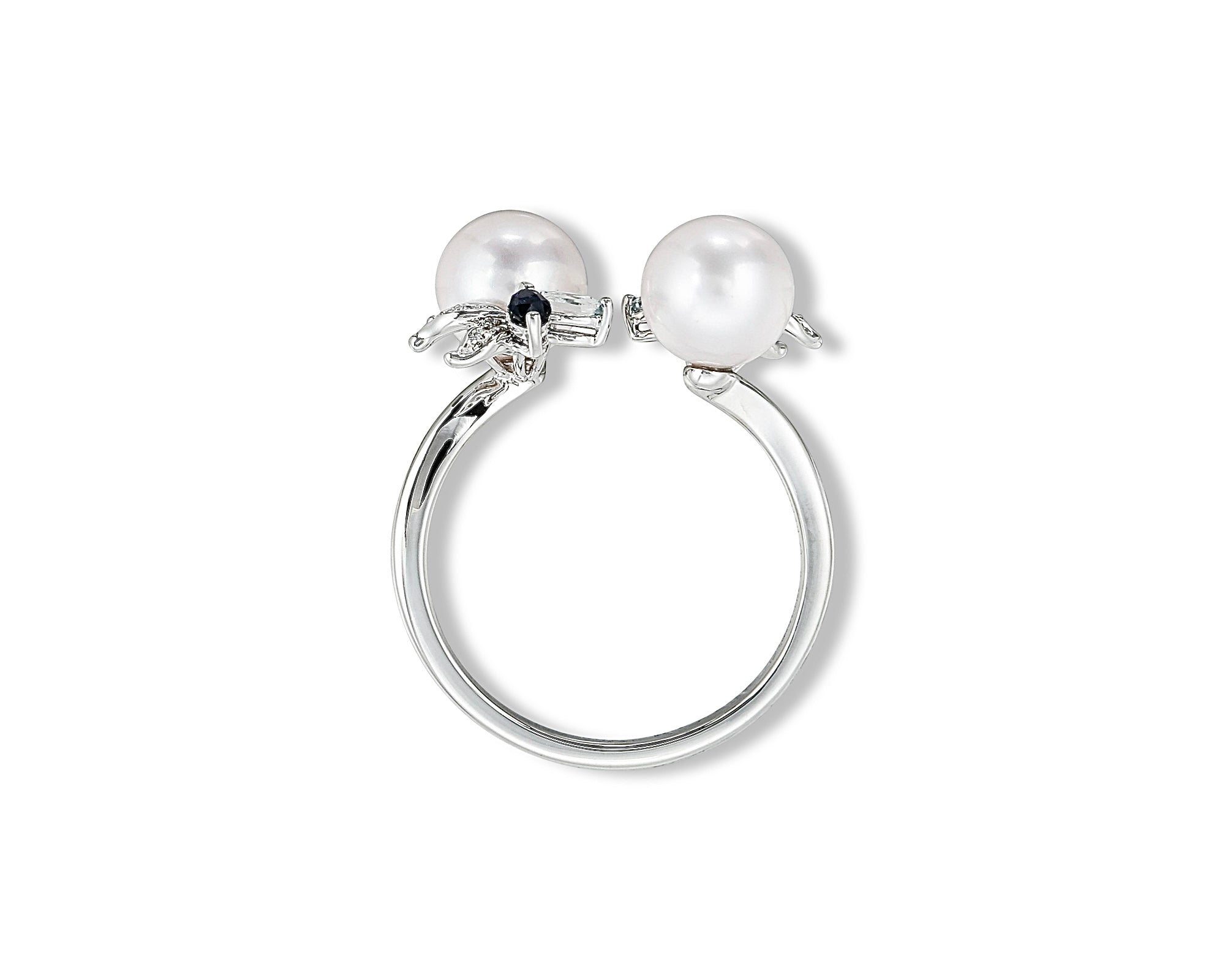 Pretty Aqua Pearl Gardenia Ring