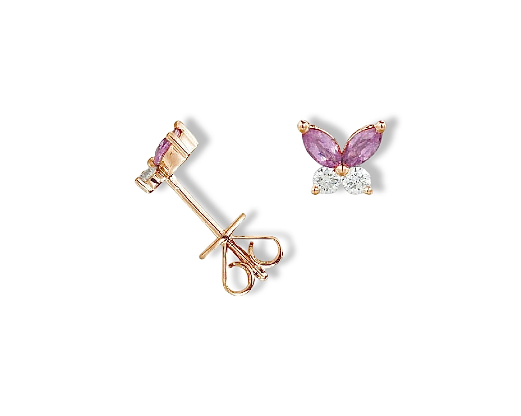 Pink Diamond Mini Butterfly Stud