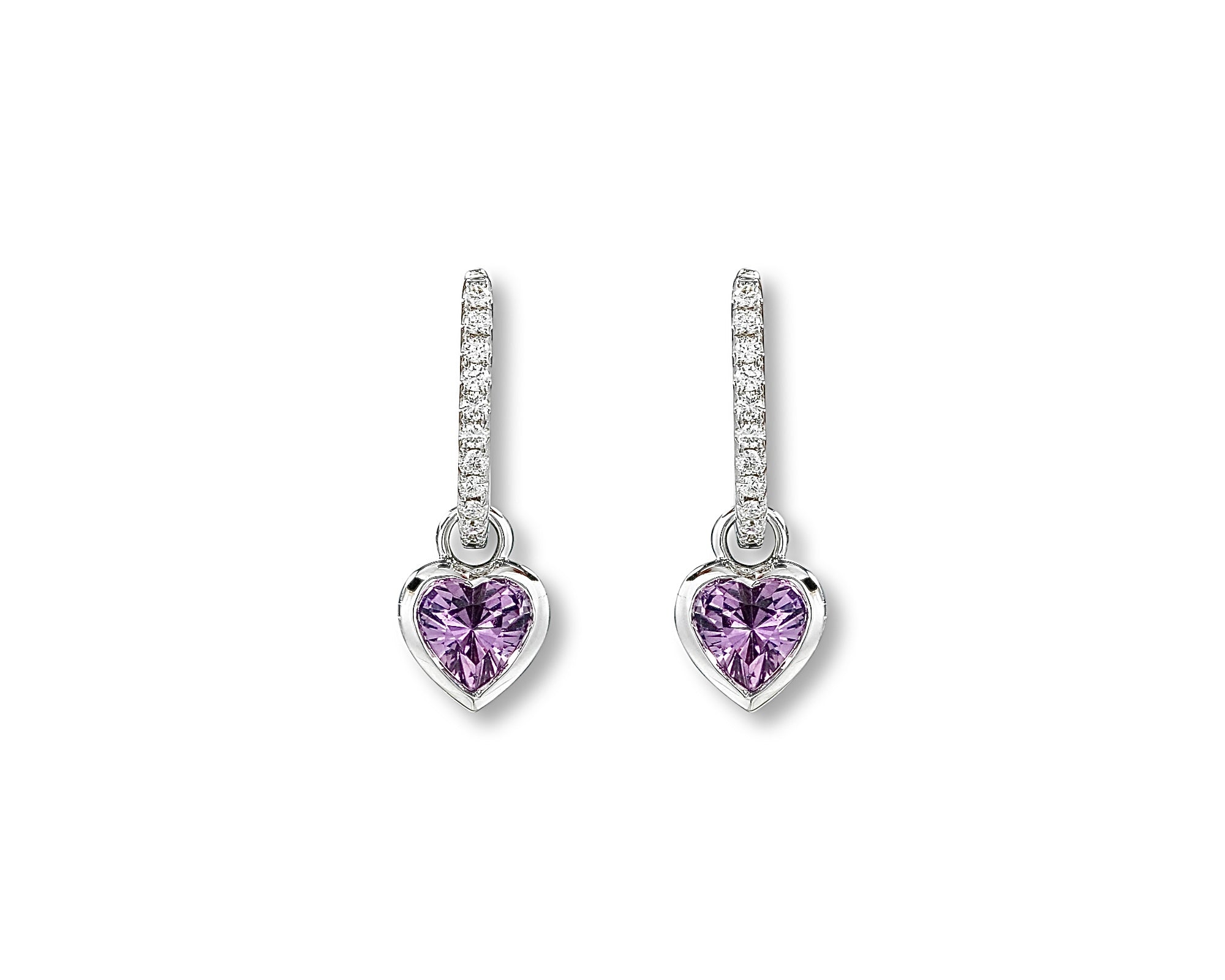 Purple Heart Diamond Hoops