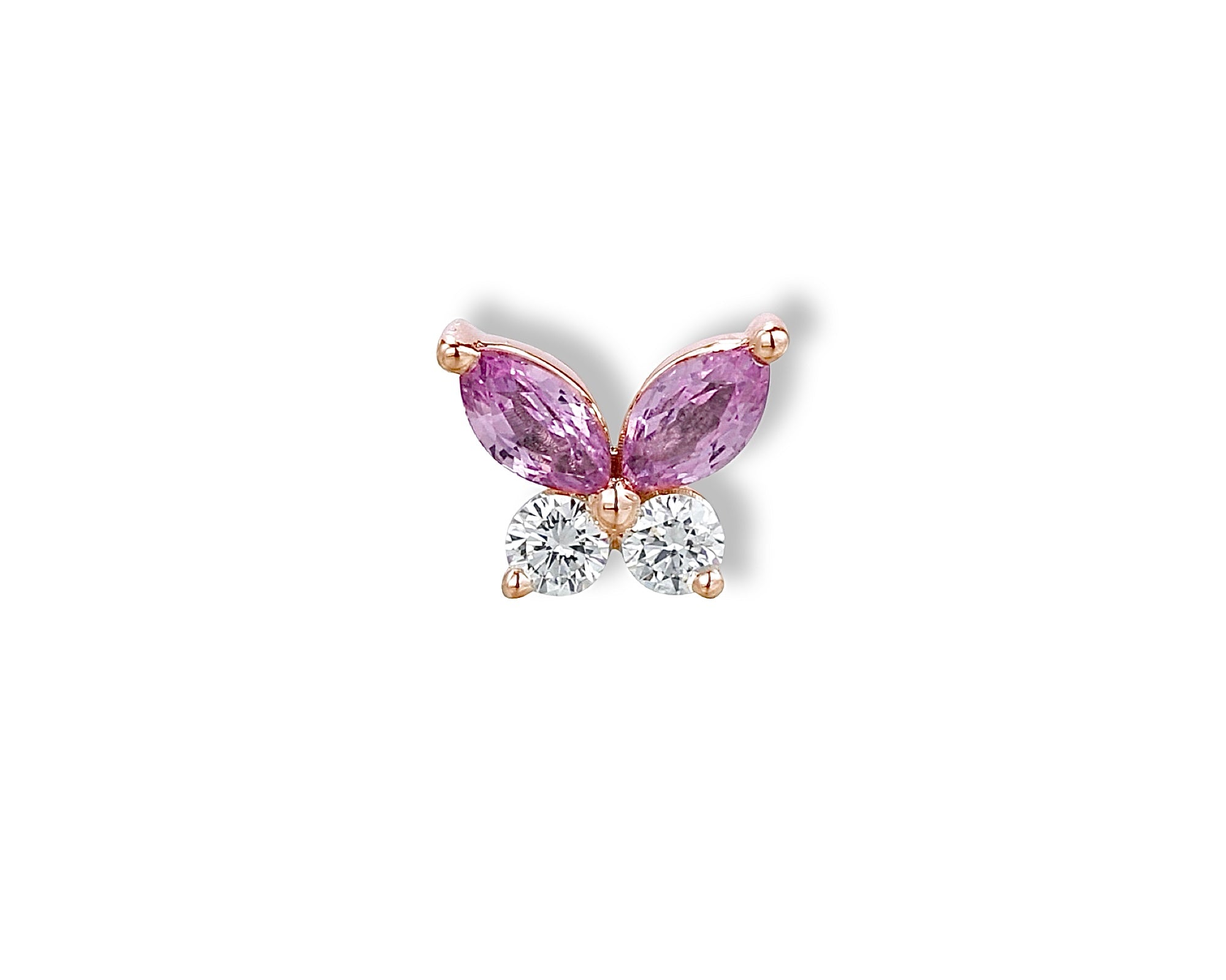 Pink Butterfly Single Stud