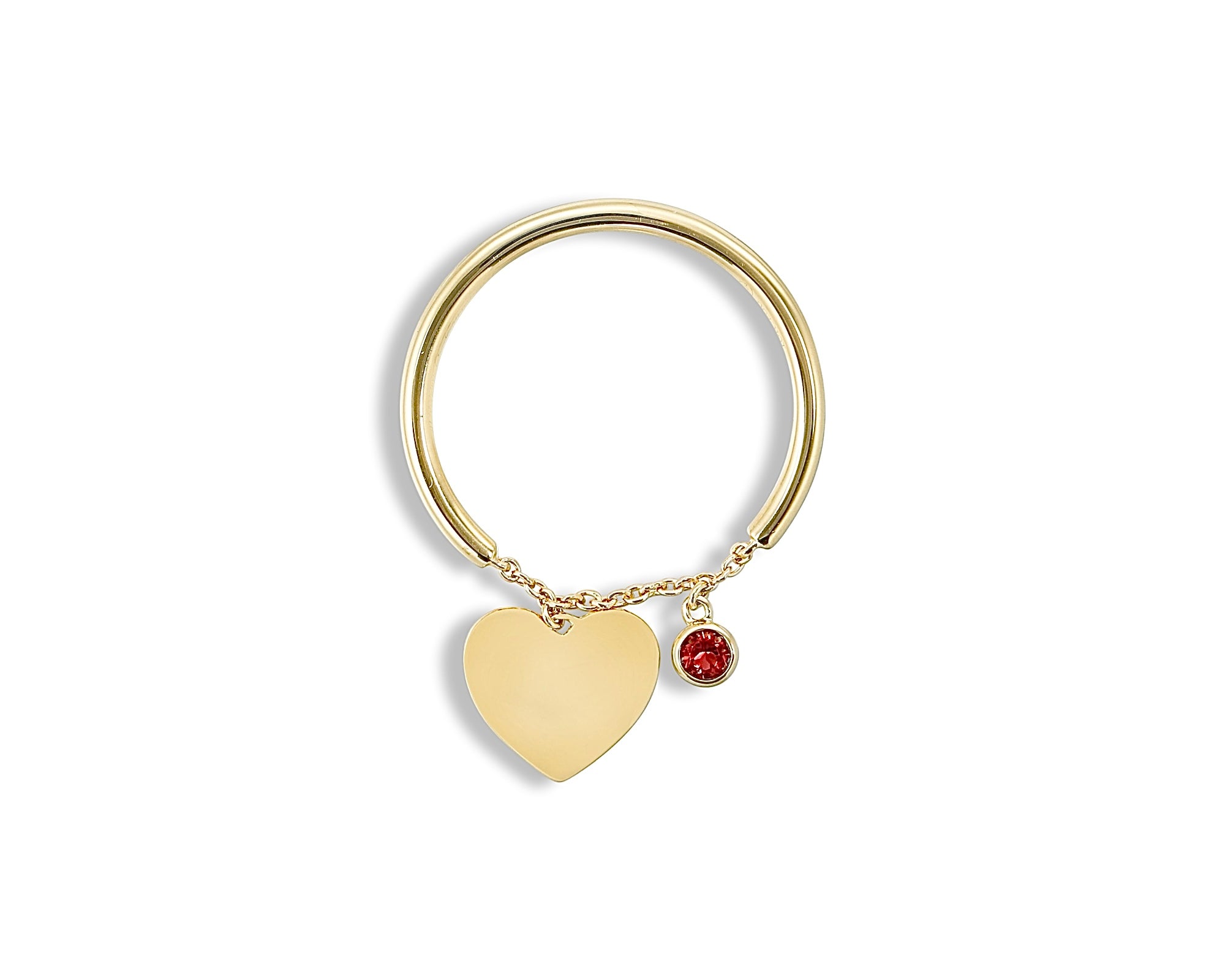 Ruby Hanging Heart Ring