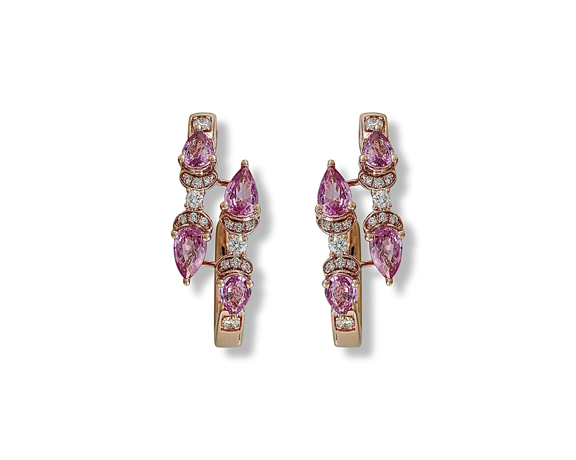 Pink Sapphire Dancing Butterfly Hoops