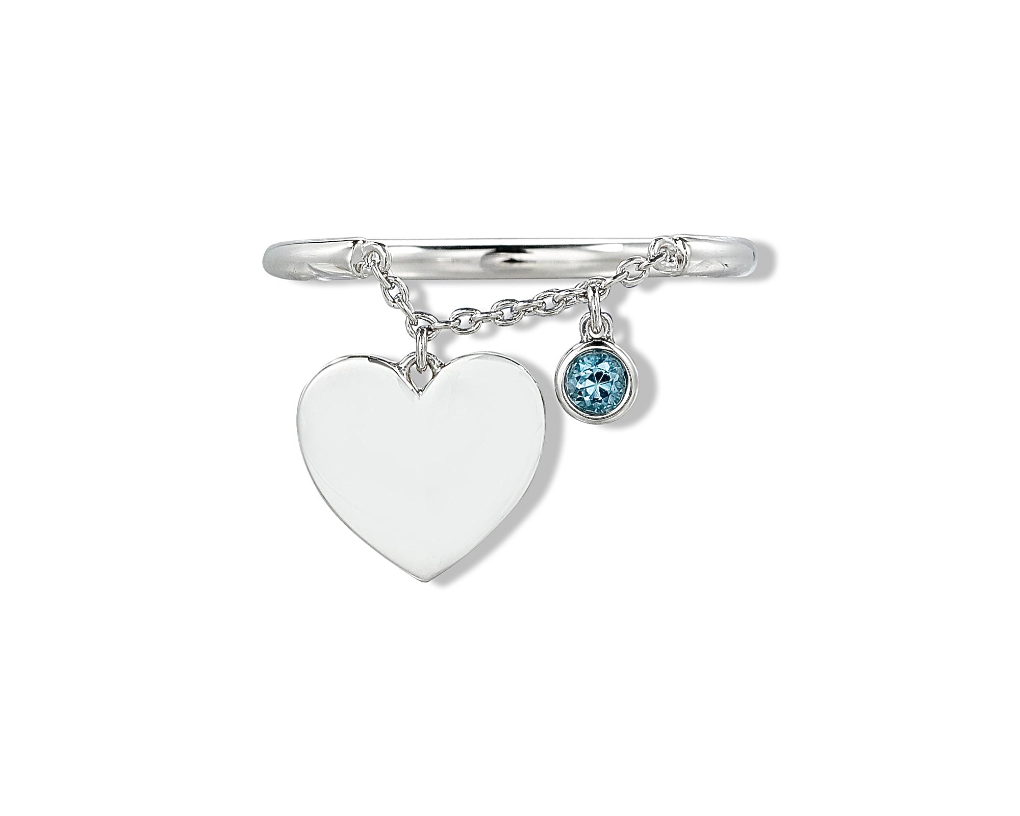 Blue Hanging Heart Ring