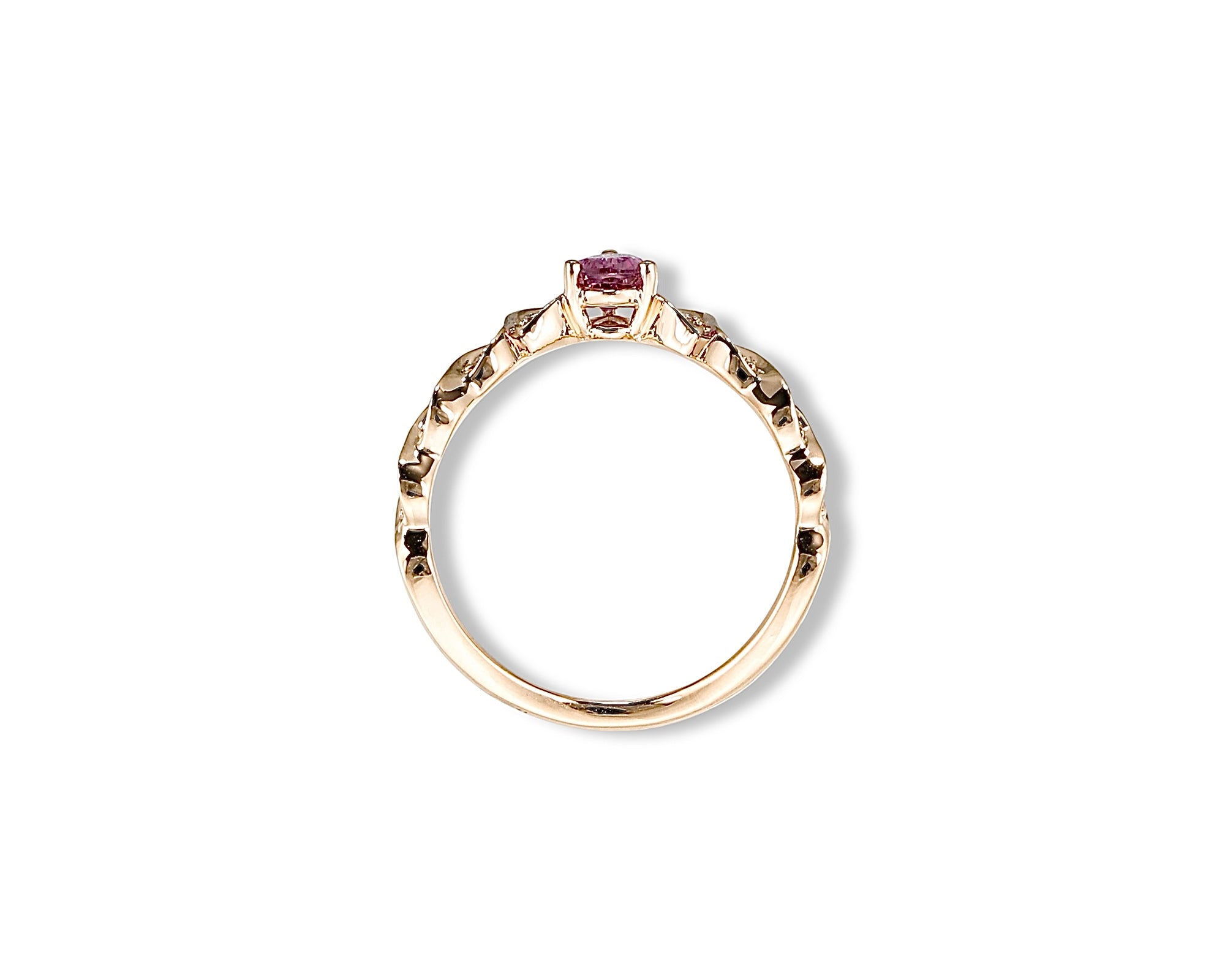 Pink Pear Wavy Ring