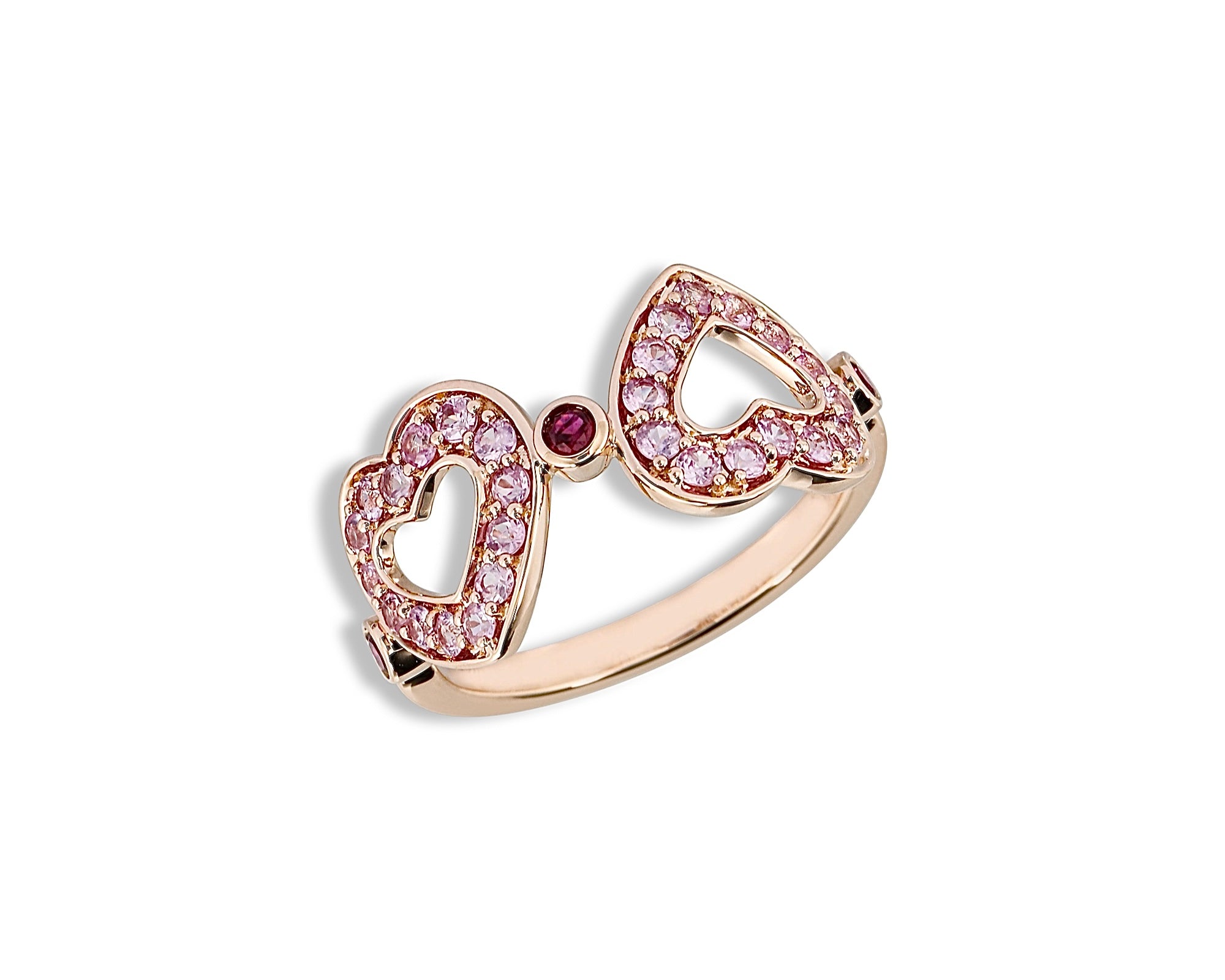 Pink Sapphire Ruby Polka Dot Heart Ring