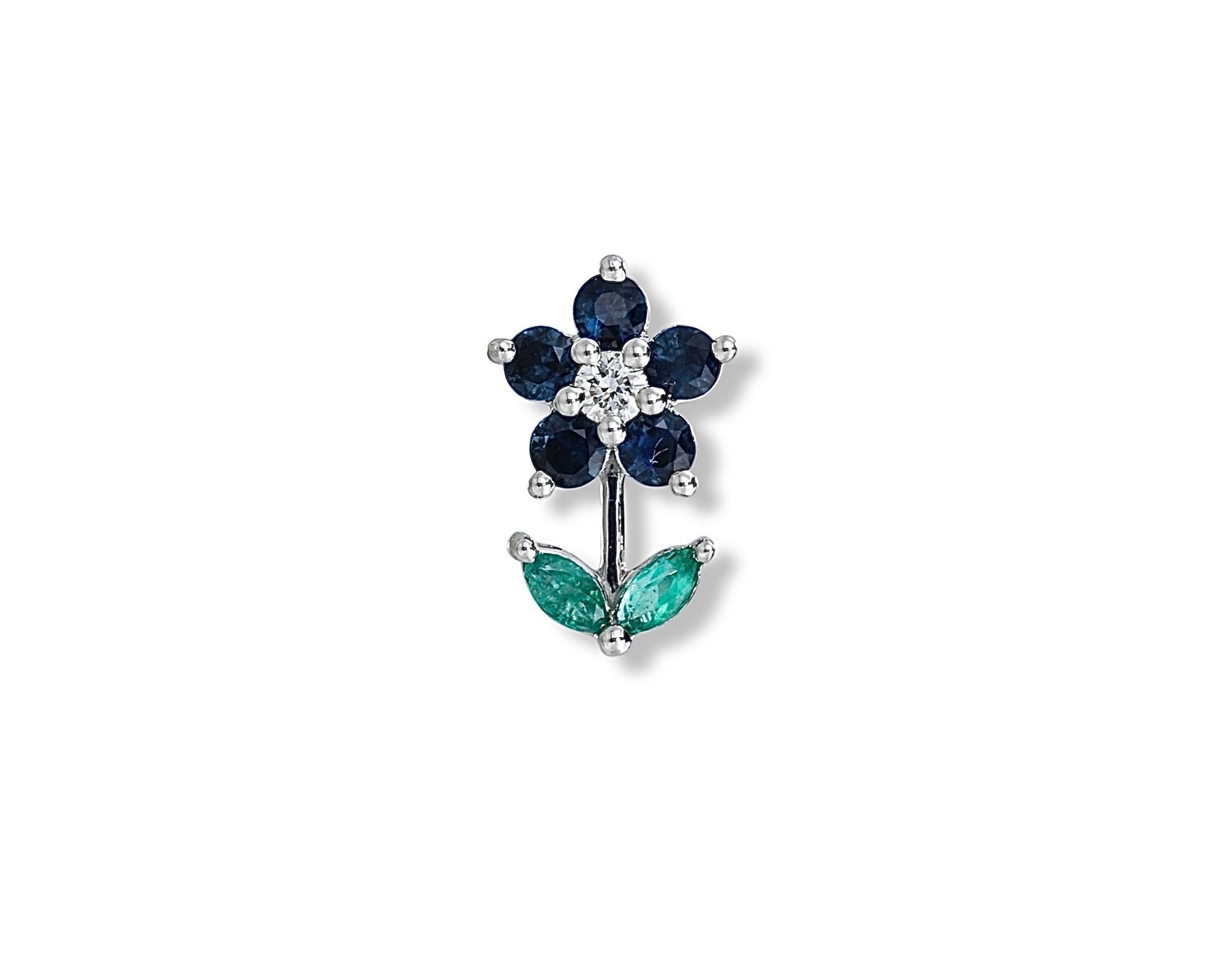 Blue Flower Stem Single Stud