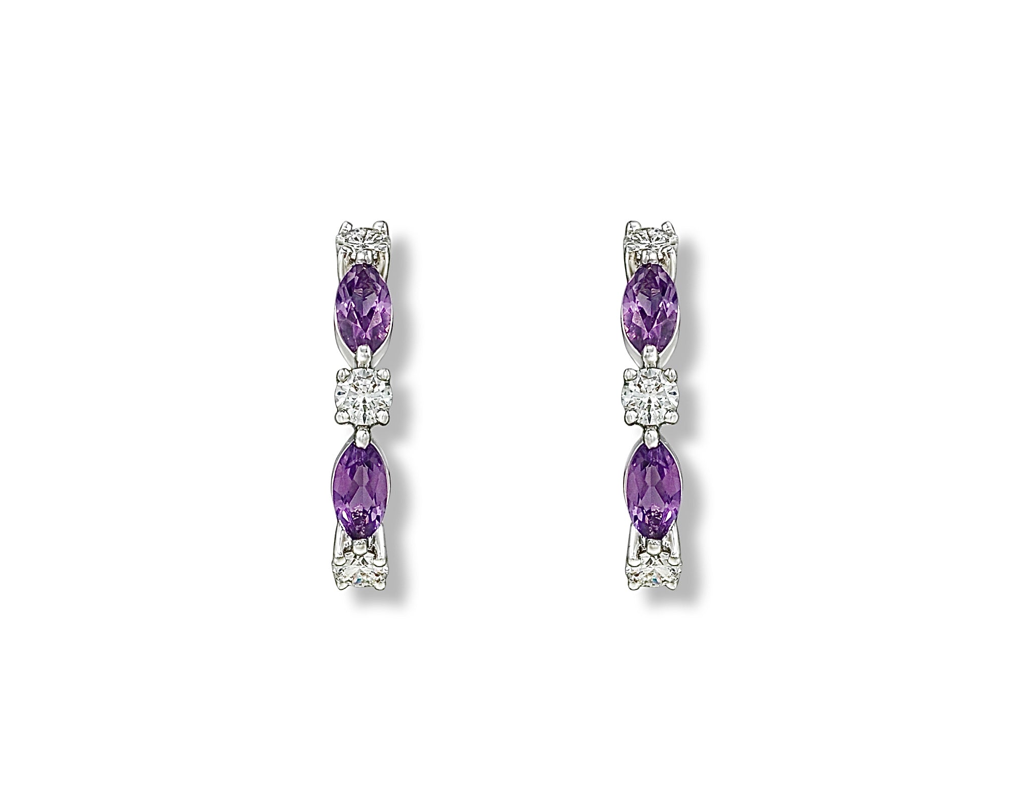 Diamond Amethyst Deco Hoops