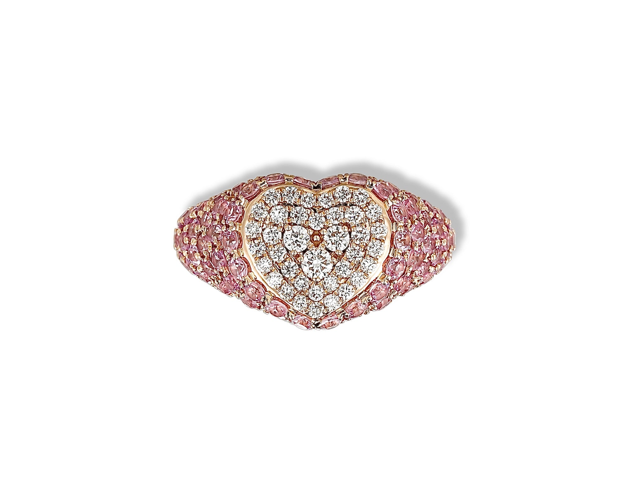 Pink Sapphire Diamond Pinky Heart Ring