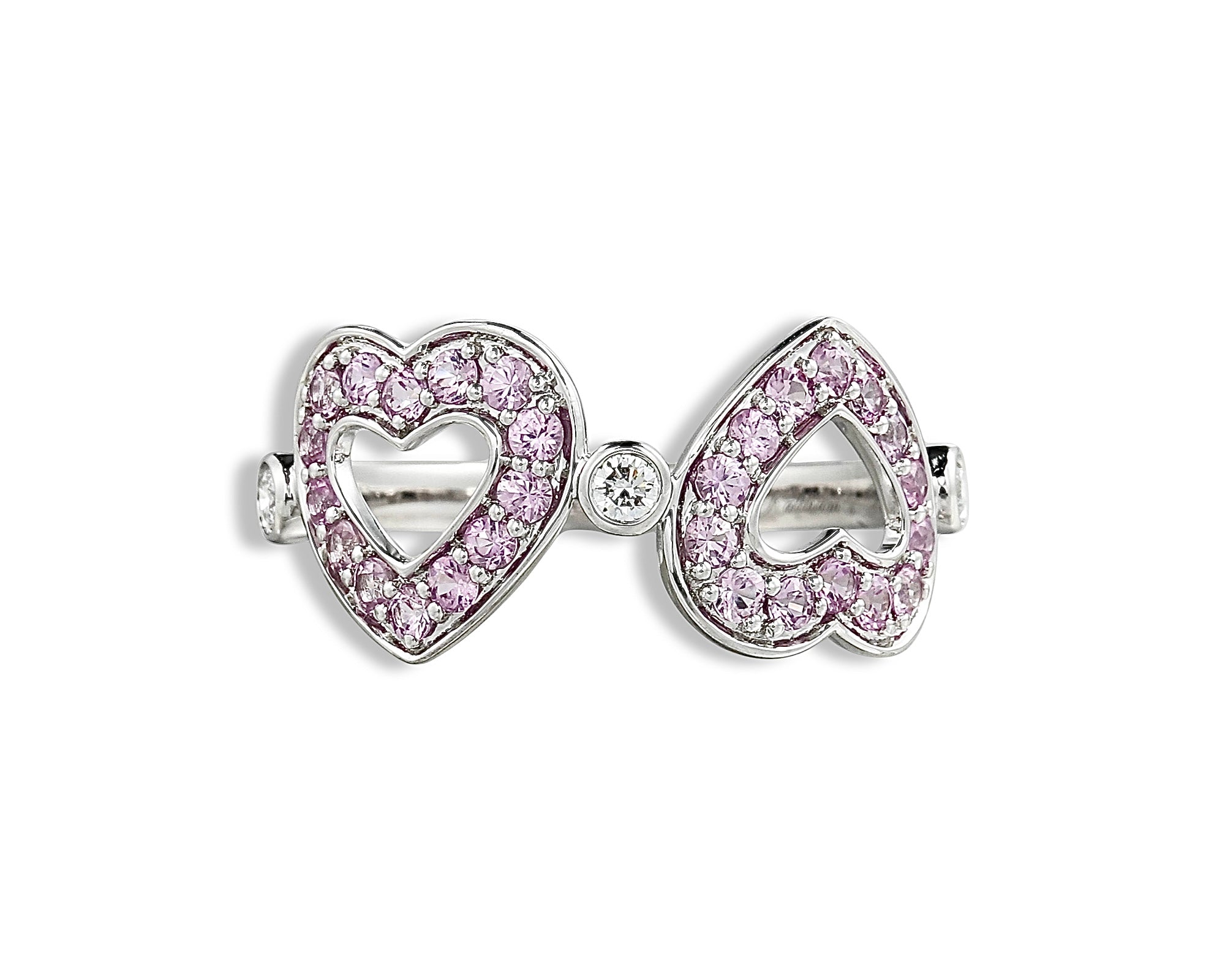 Pink Sapphire Diamond Dot Heart Ring