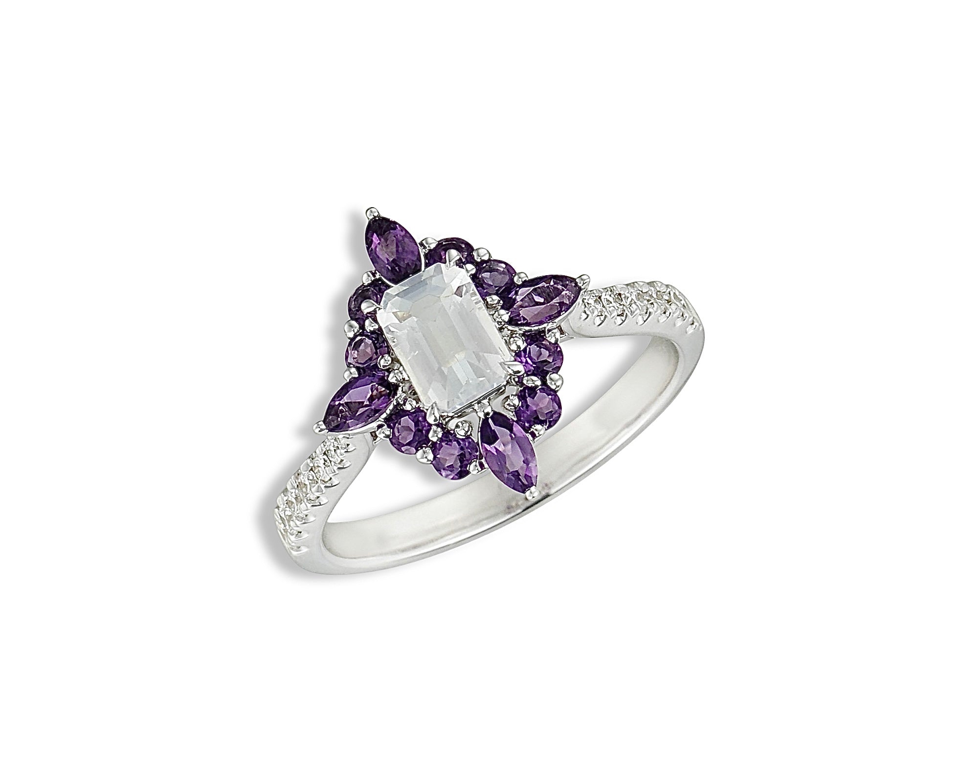 Dark Amethyst Moonstone Ring
