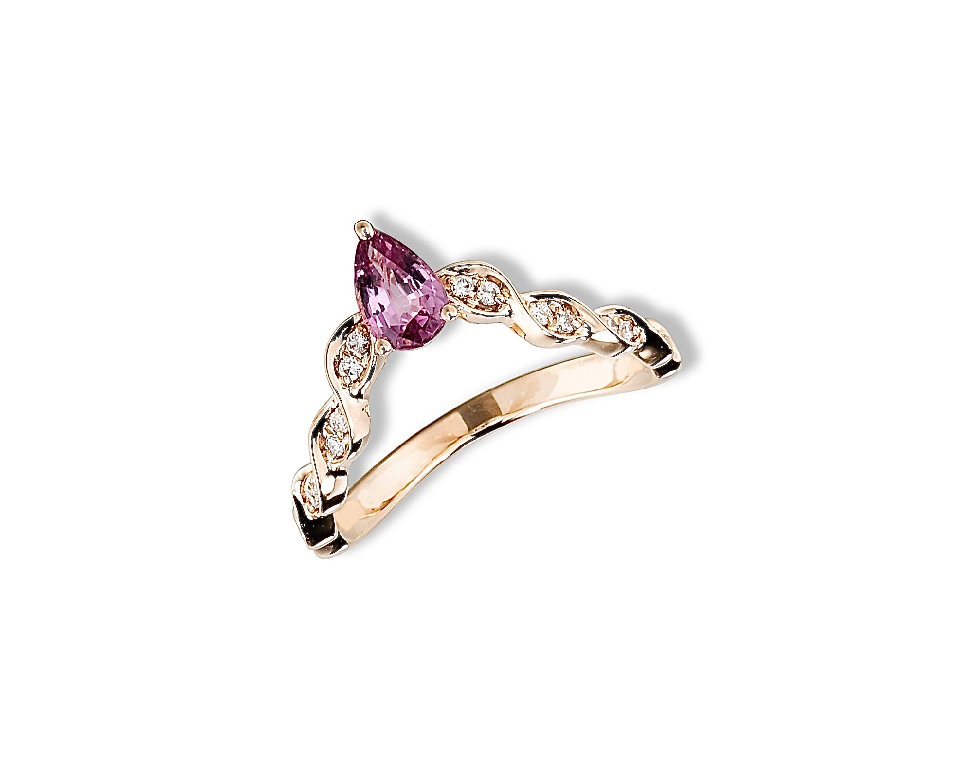 Pink Pear Wavy Ring