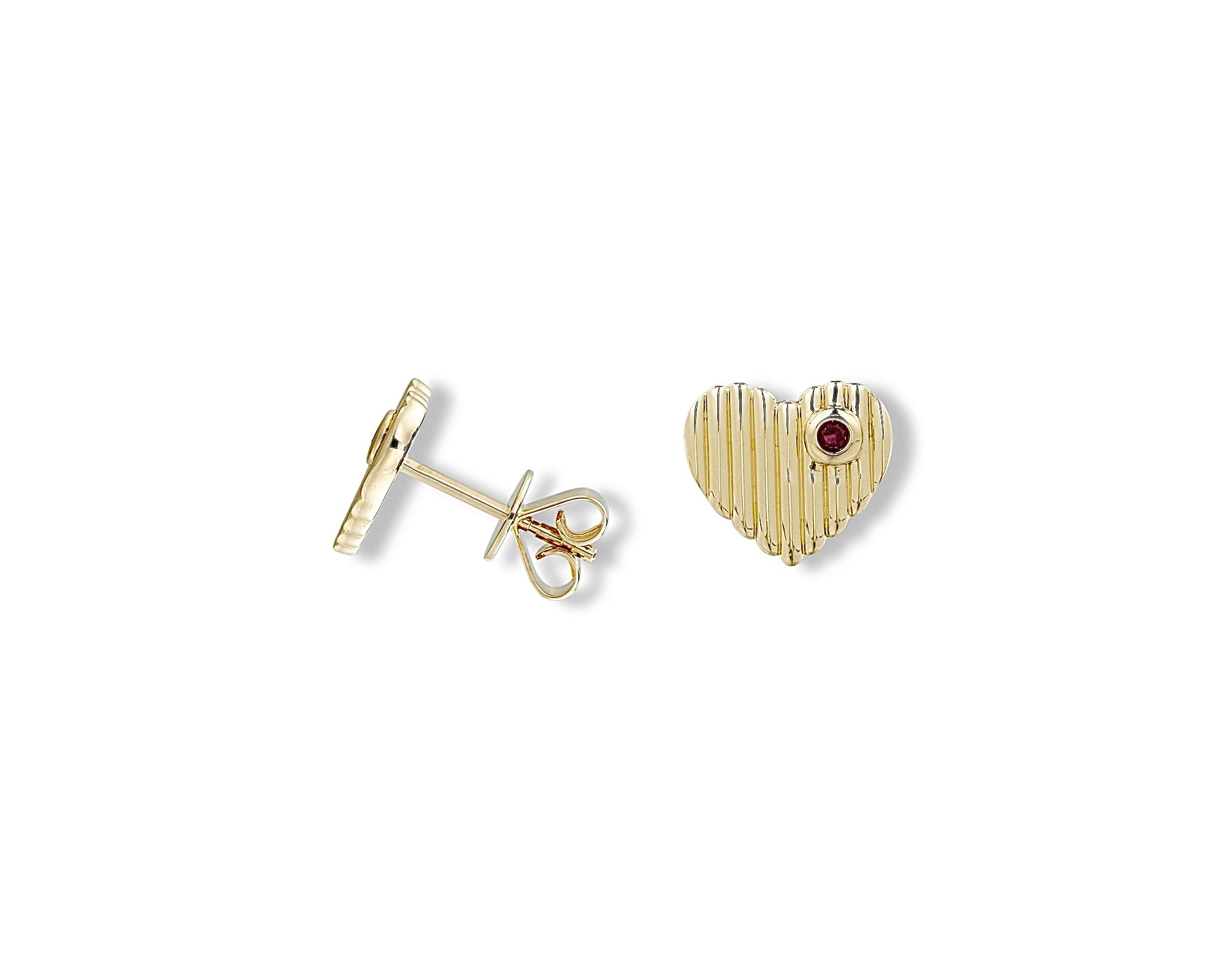 Ruby Heart Dot Stud