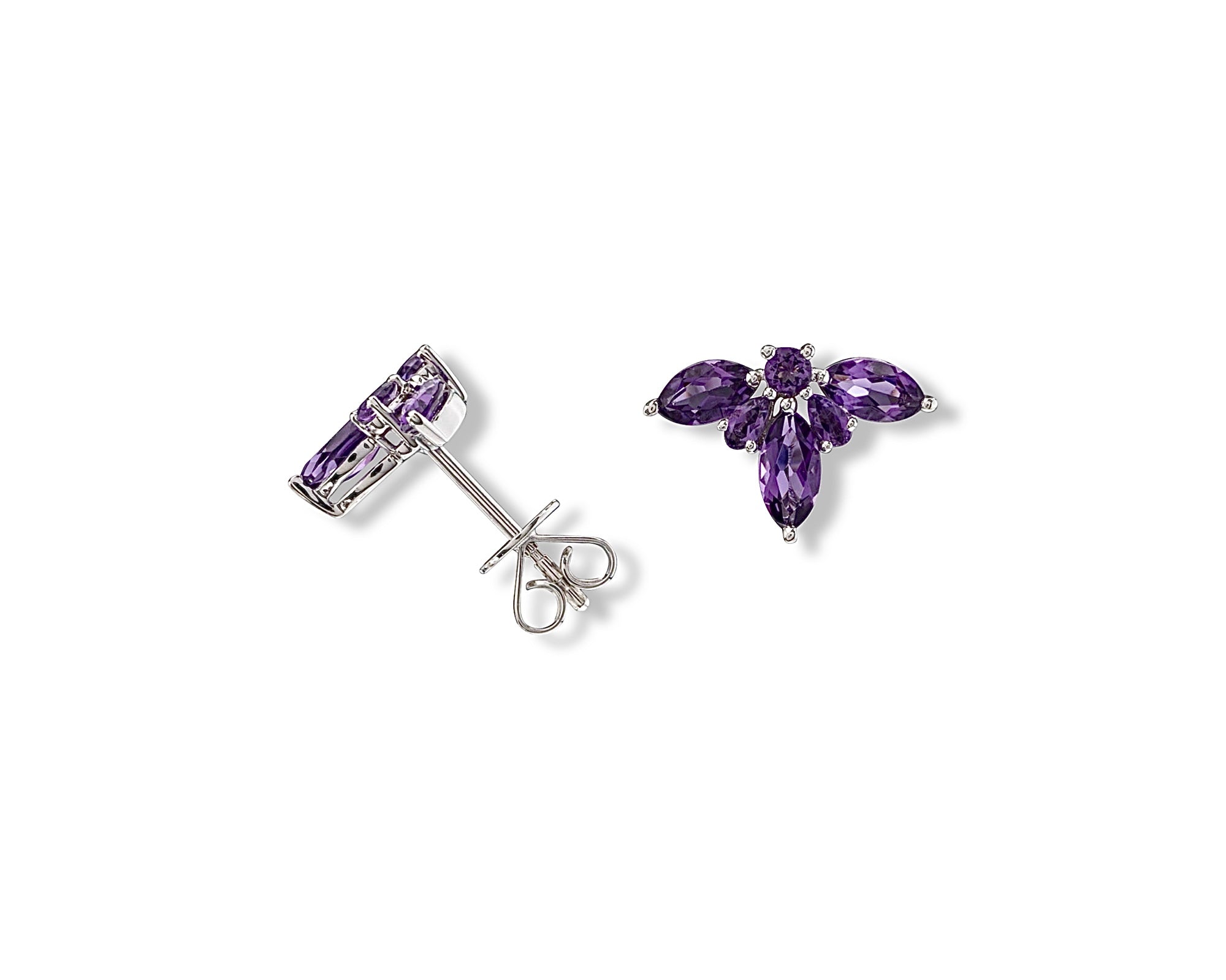 Amethyst Half Flower Stud