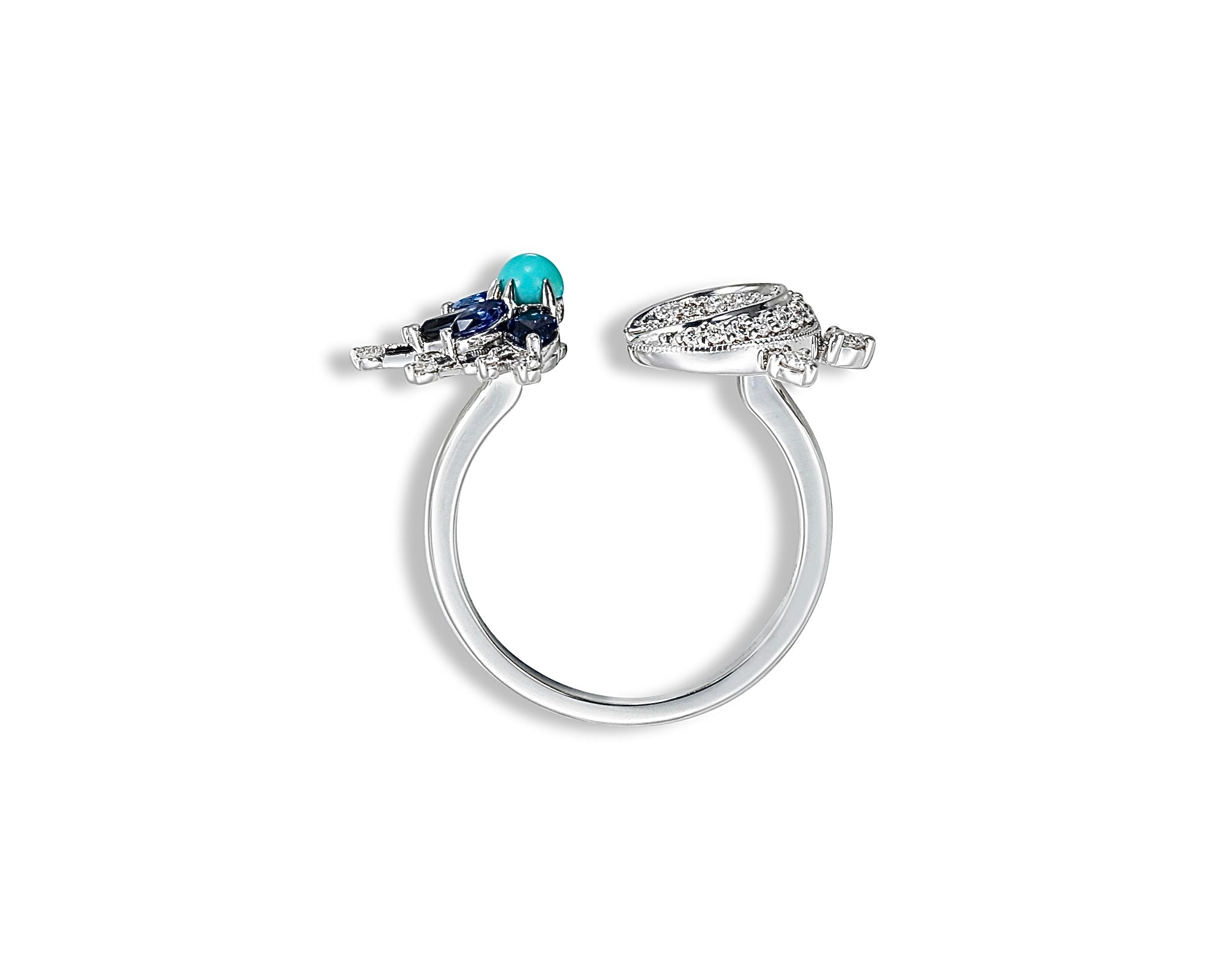 Turquoise Star and Diamond Moon Ring