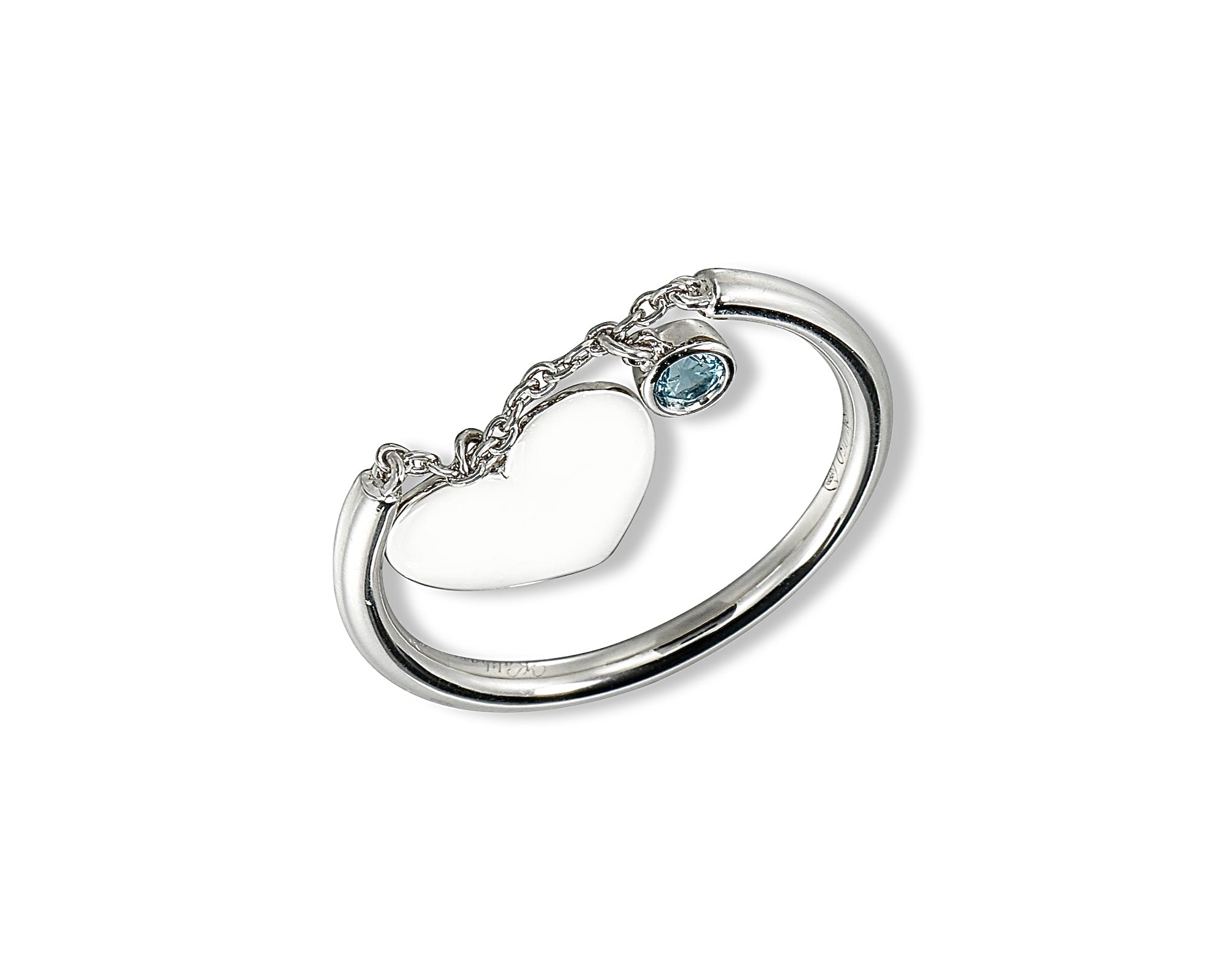 Blue Hanging Heart Ring